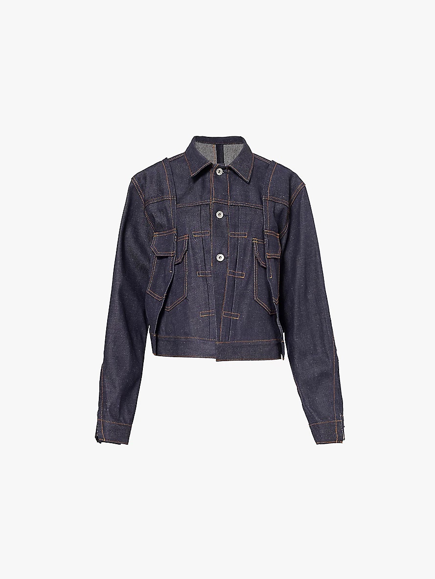 Collar panelled denim jacket - 1