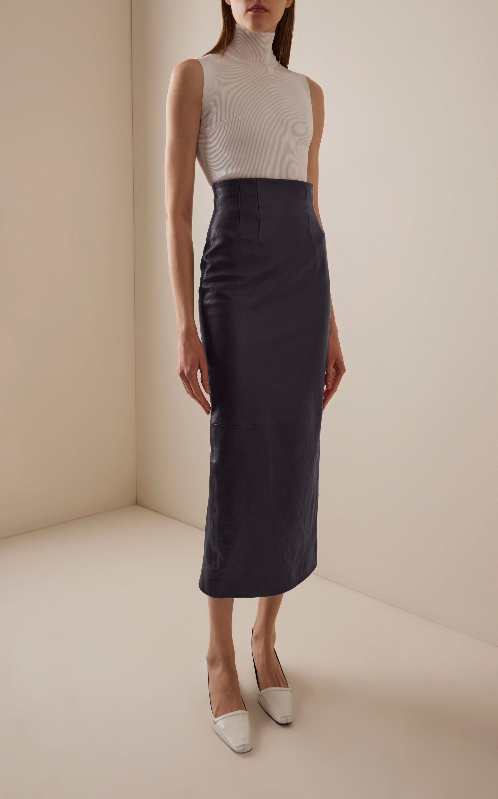 Loxley Leather Maxi Skirt navy - 2