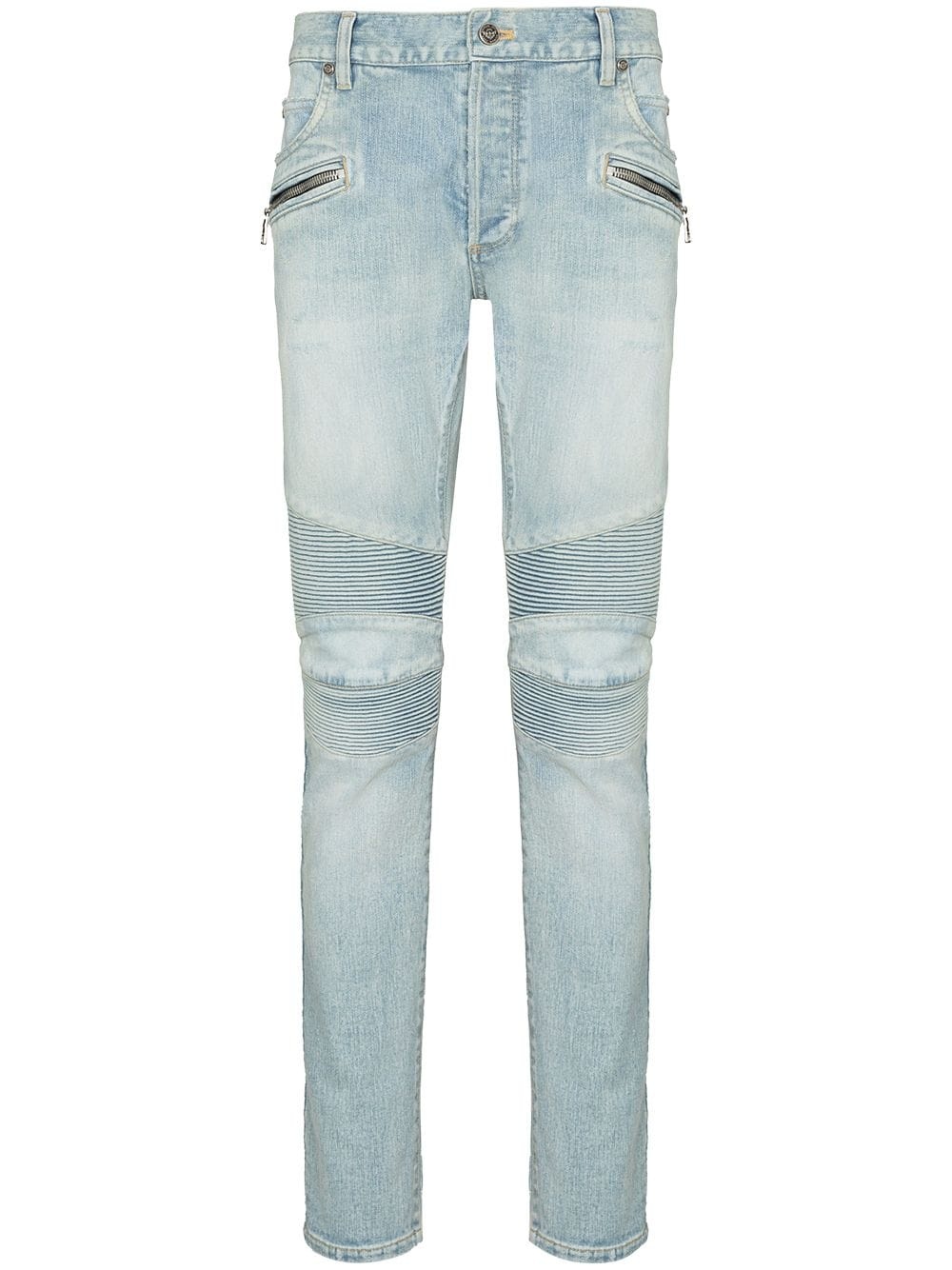 slim-cut faded biker jeans - 1