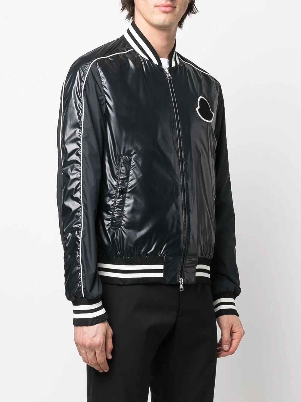 contrast-trimmed bomber jacket - 3