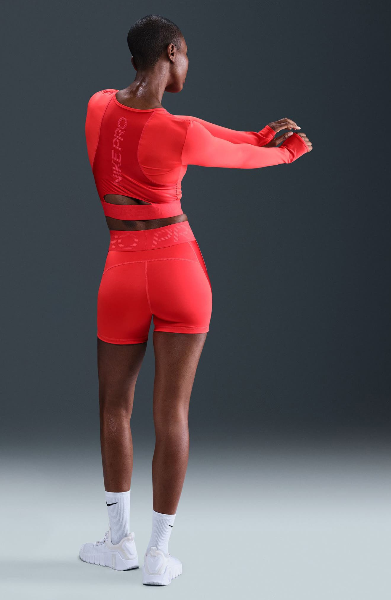 Nike Pro Sculpt Dri-FIT High Waist Bike Shorts in Lt Crimson/Ember Glow/White at Nordstrom - 6