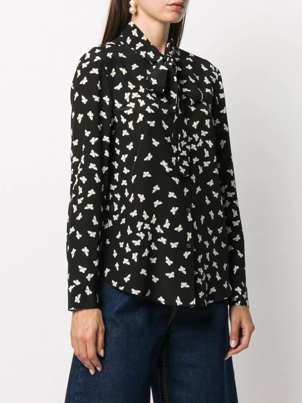 butterfly print silk shirt  - 3