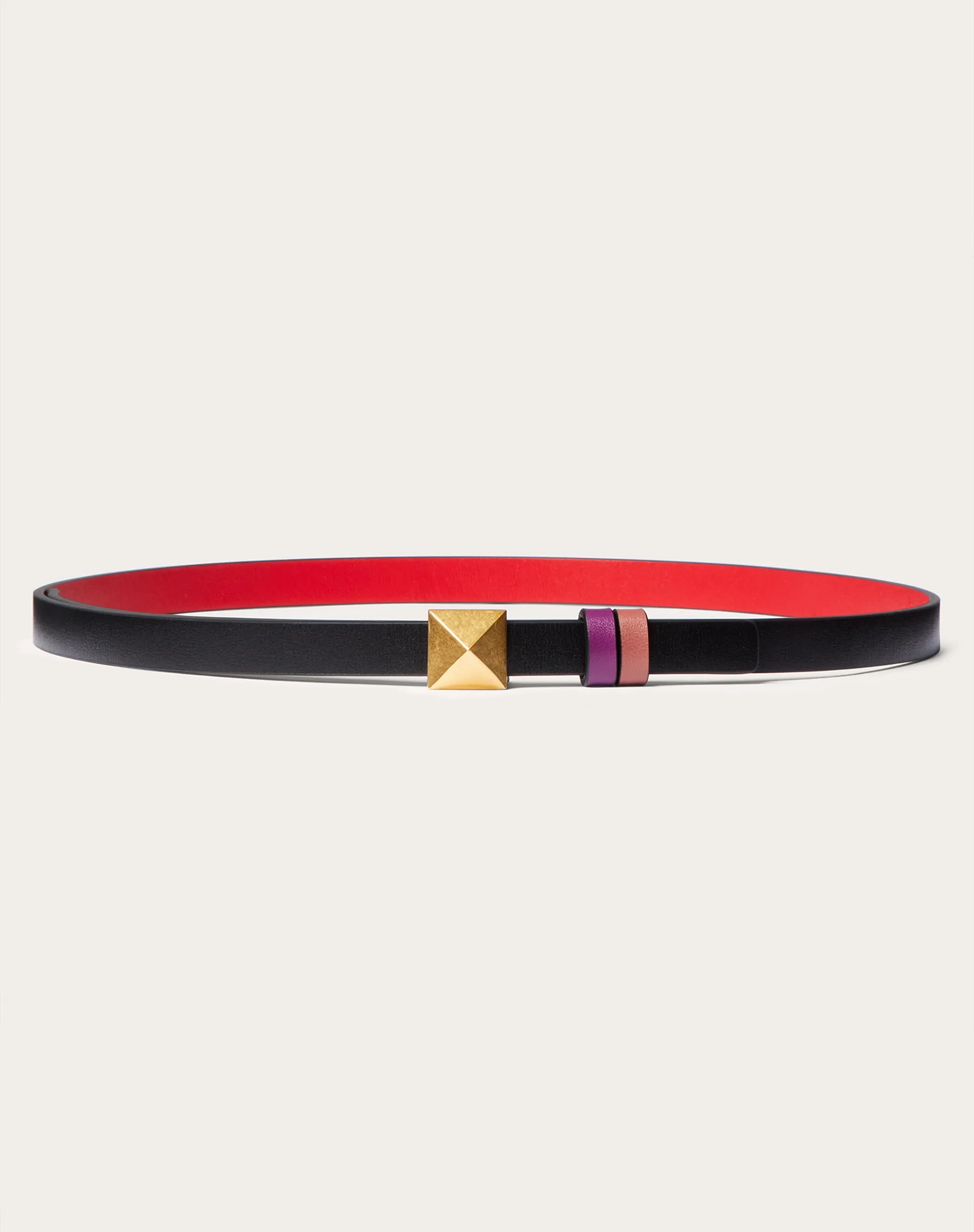 REVERSIBLE ONE STUD BELT IN GLOSSY CALFSKIN 12 MM - 1