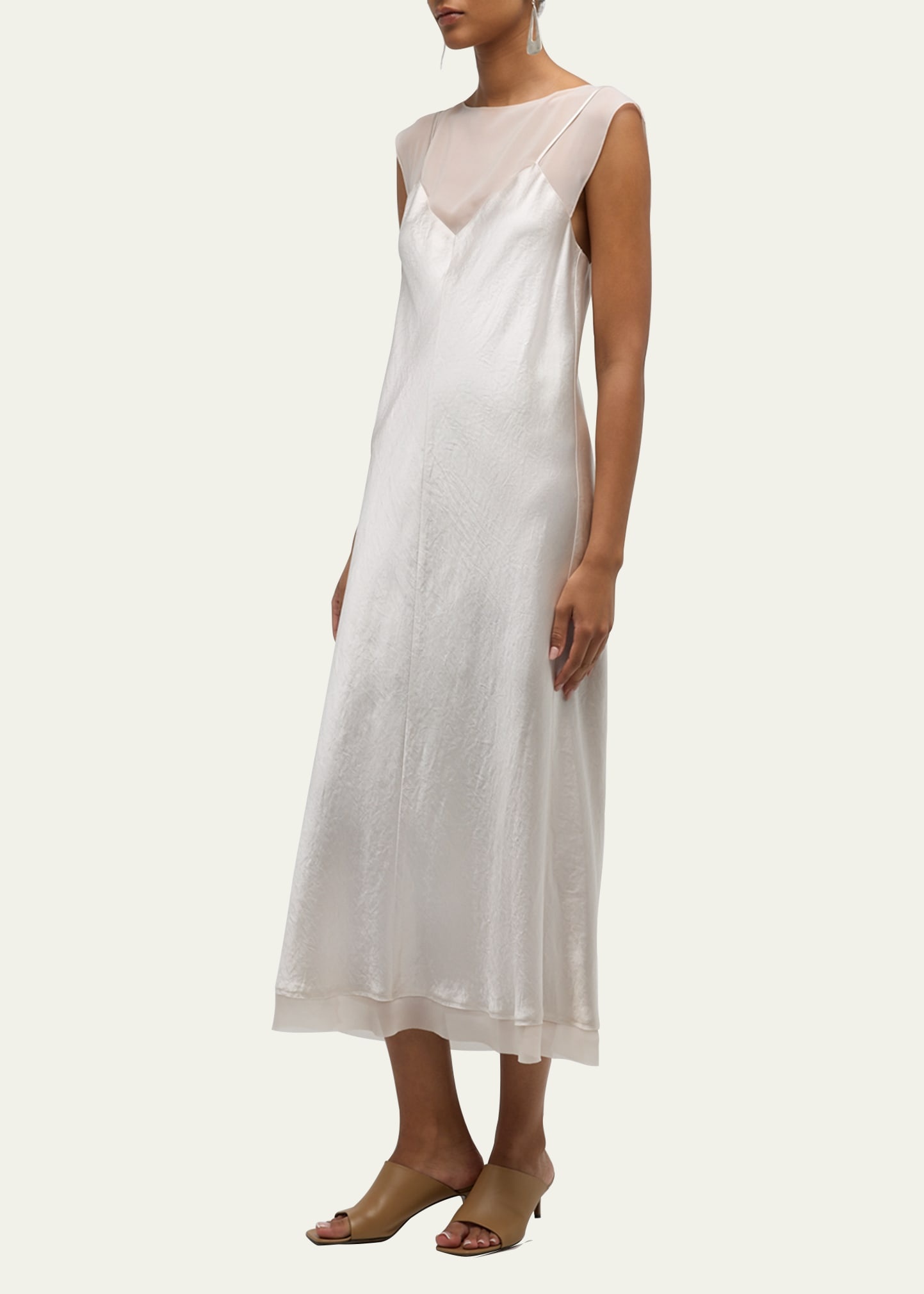 Chiffon Layered Midi Slip Dress - 4