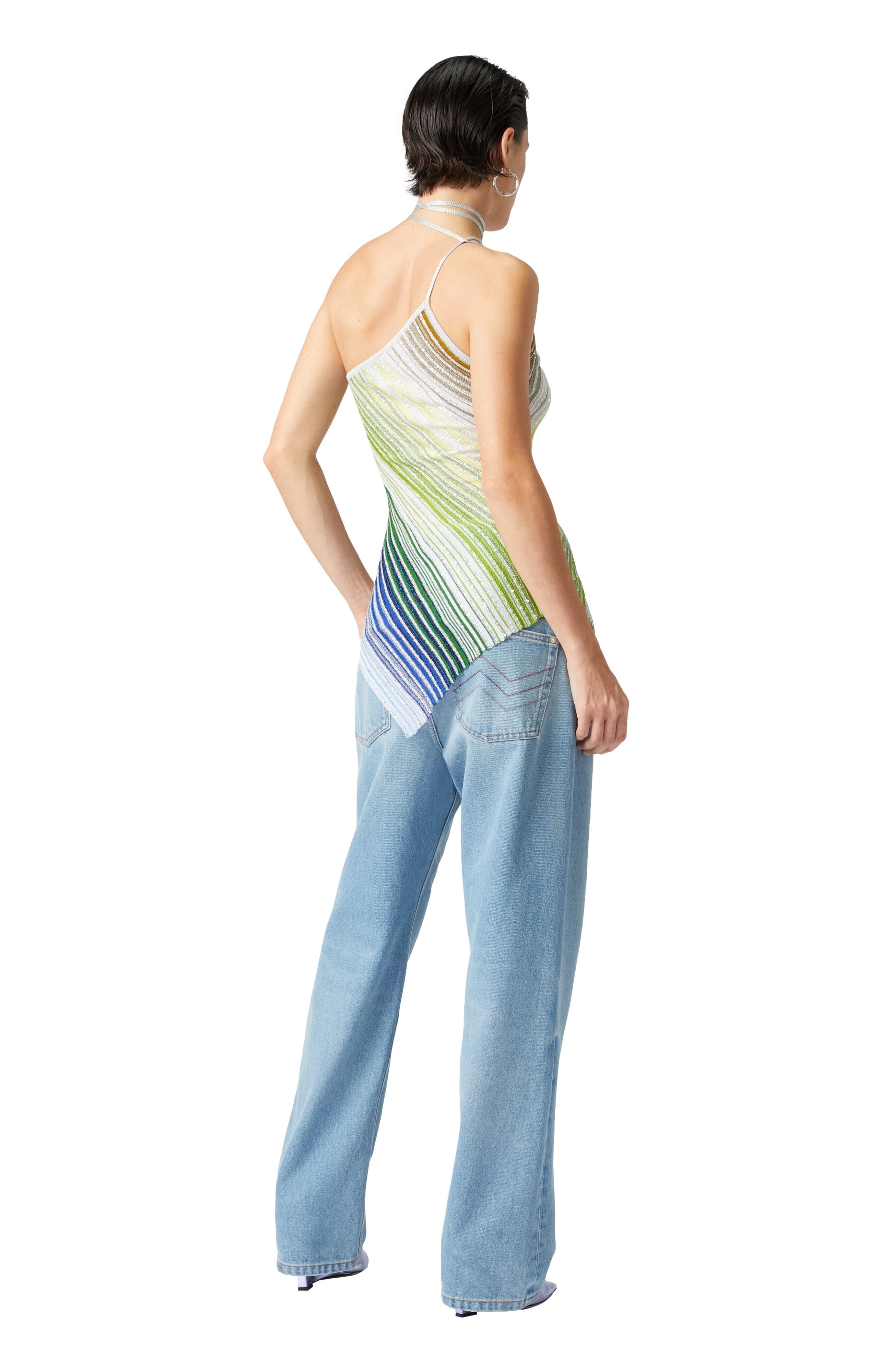 Missoni Asymmetrical One-shoulder Partial Striped Top With Sequins in Multicoloured at Nordstrom - 7