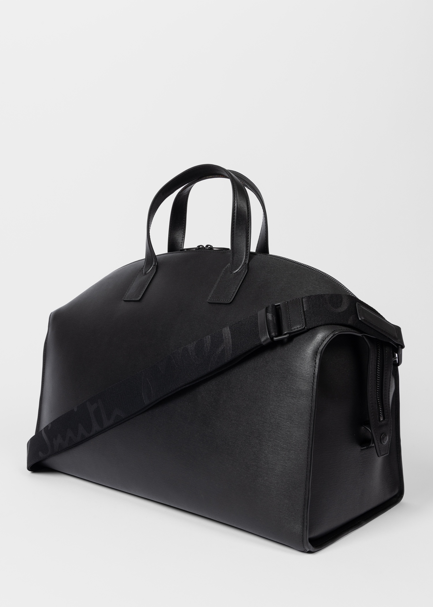 Black Grained Leather Holdall Bag - 7