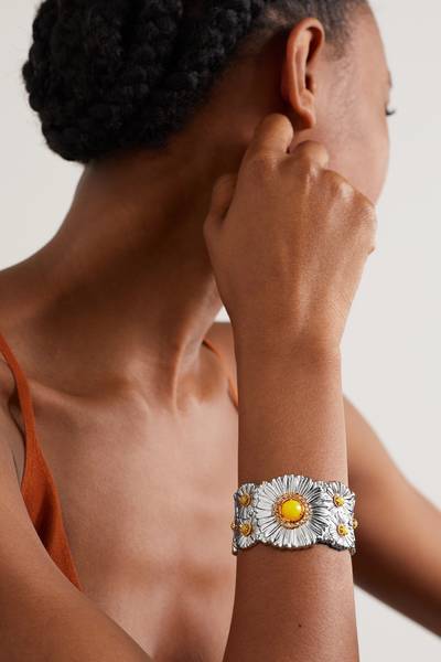 Buccellati Daisy Blossoms gold-plated, agate and diamond cuff outlook