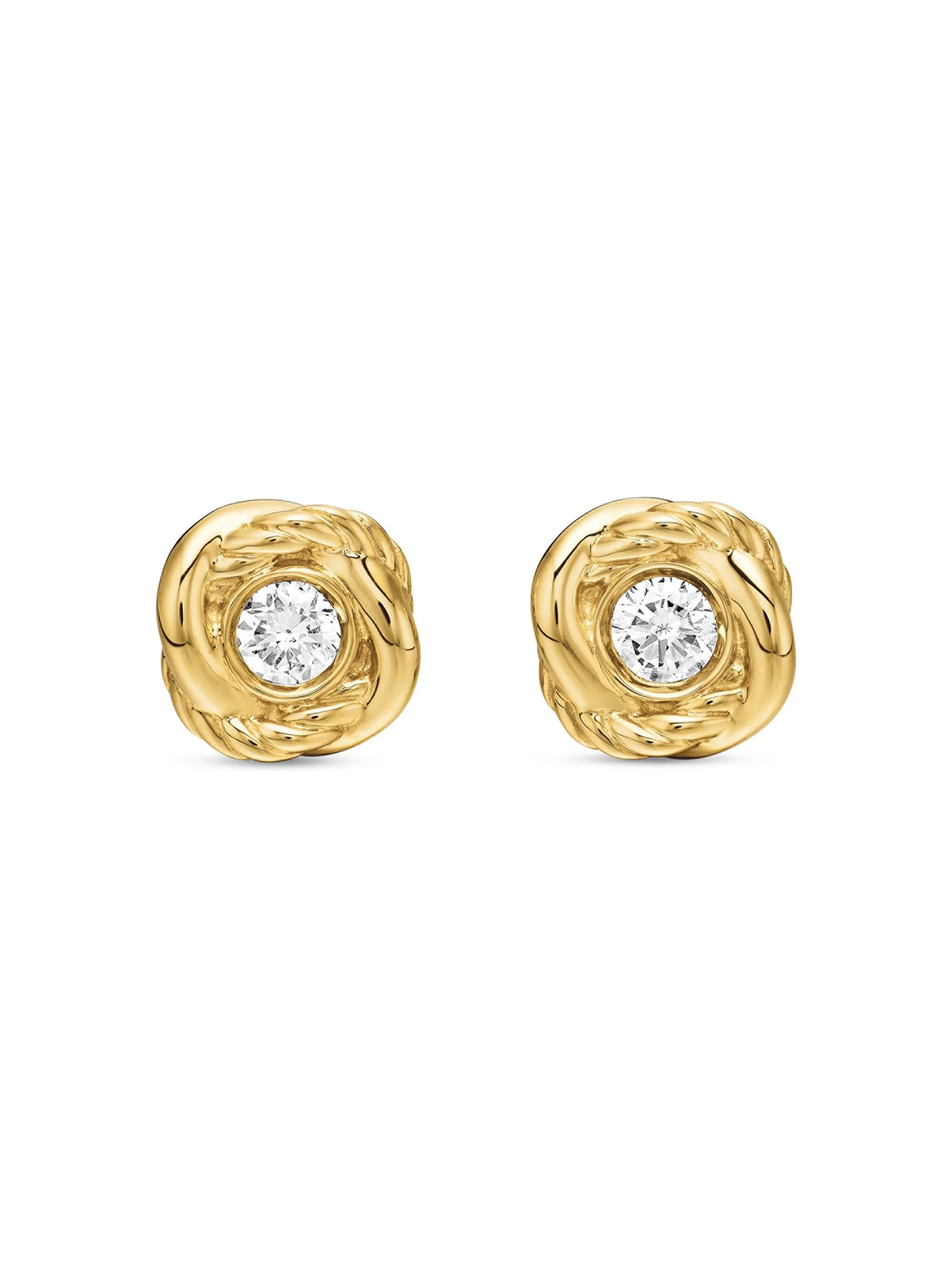 Women's Infinity Stud Earrings with Diamonds - Yellow Gold - 1