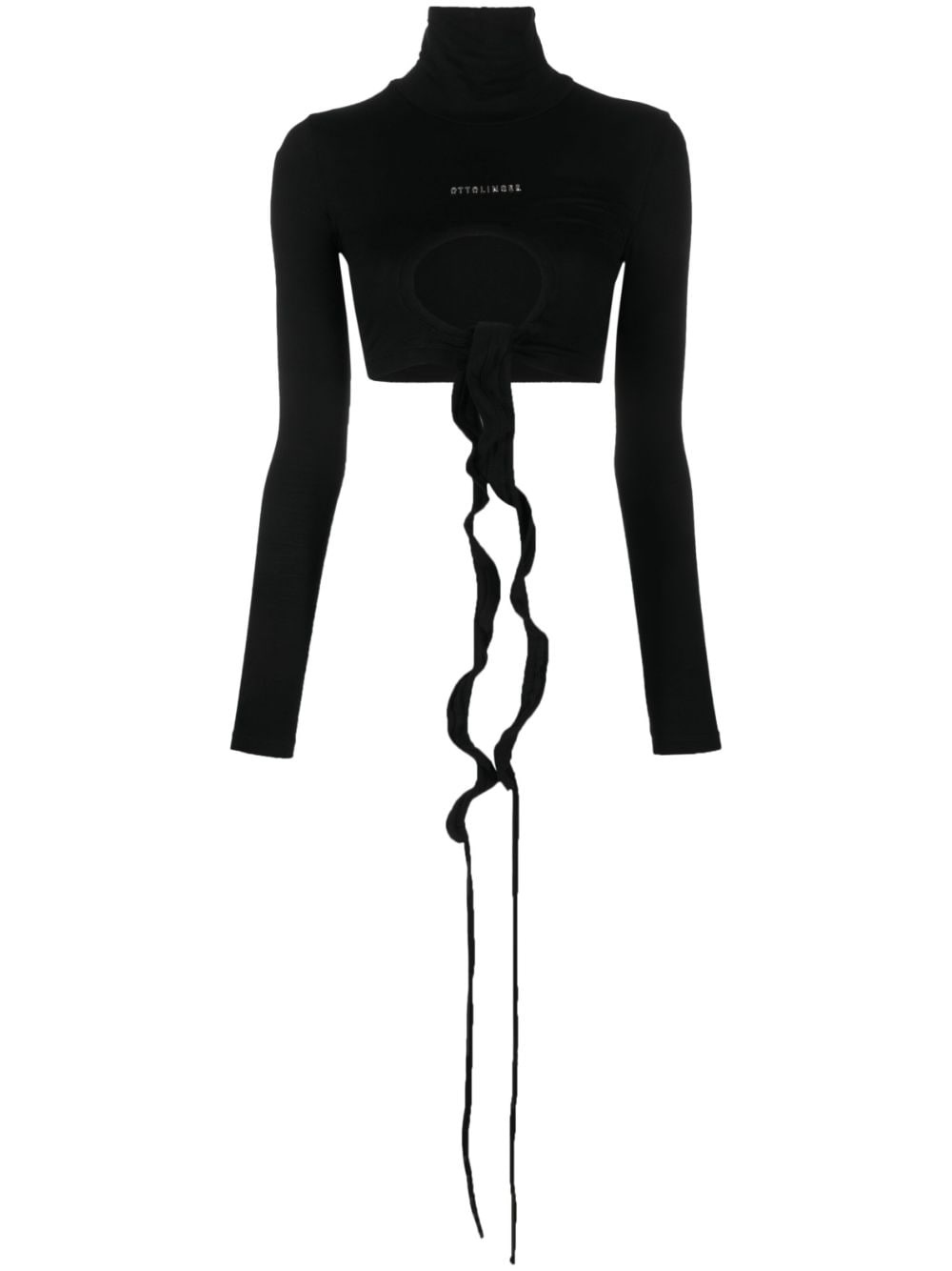 logo-lettering roll-neck cropped blouse - 1