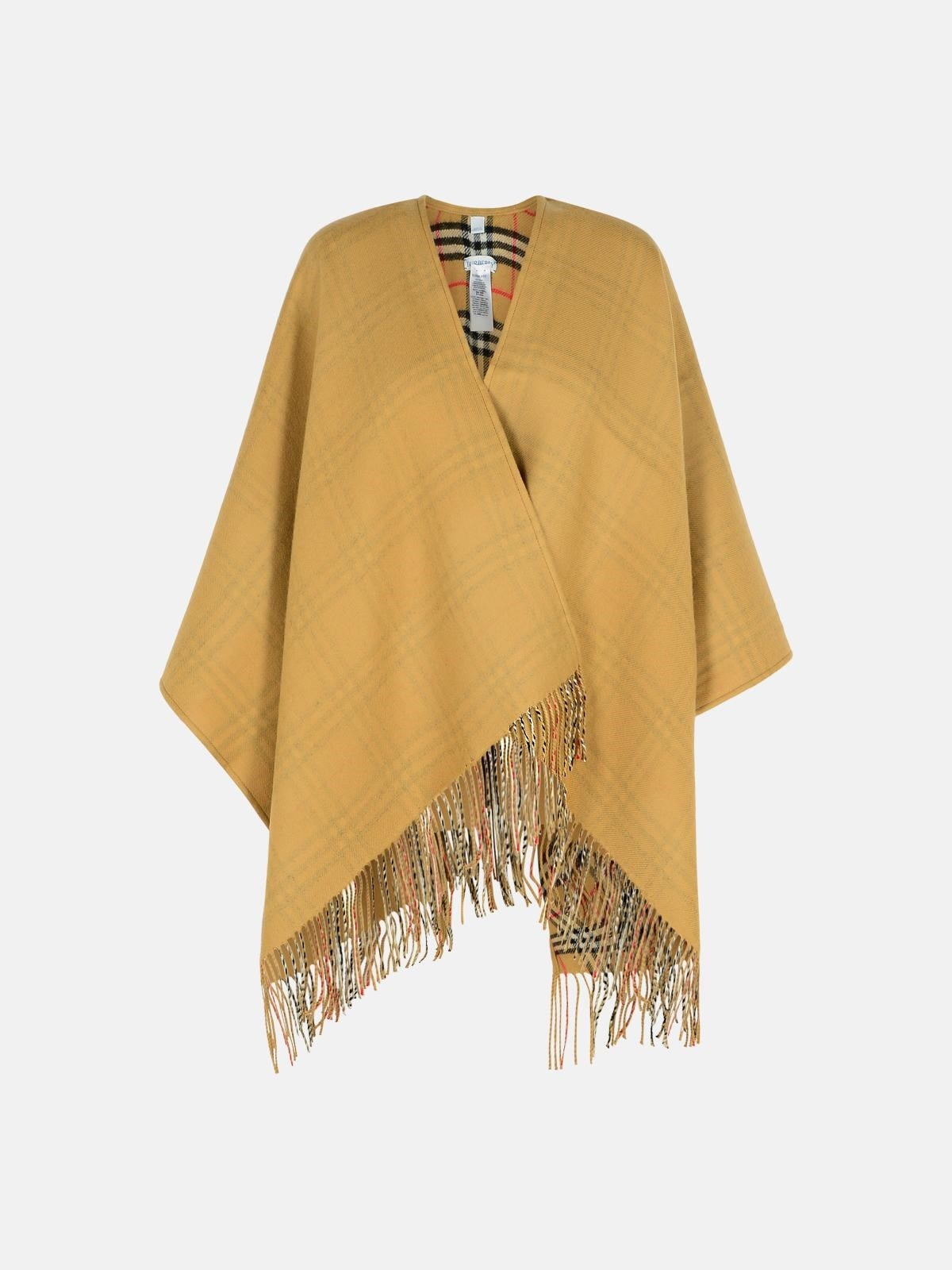 REVERSIBLE 'CHECK' BEIGE WOOL CAPE - 1