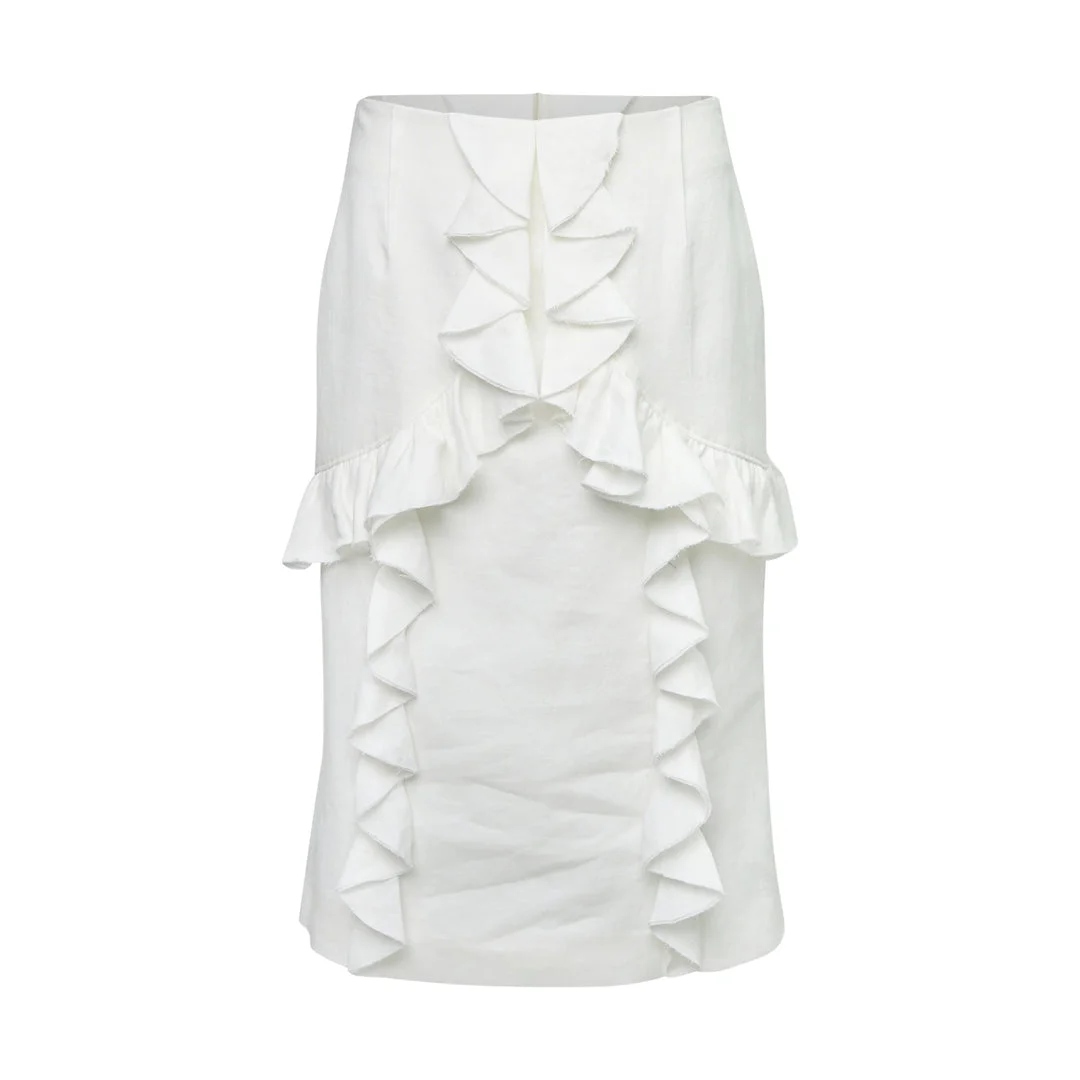 Ruffle Hem Flared Skirt - 1