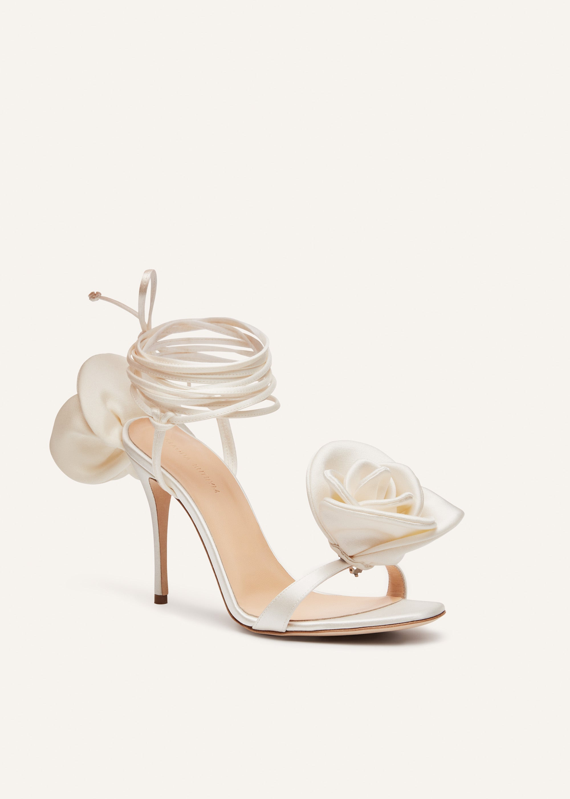 Double flower heel sandals in ivory - 2