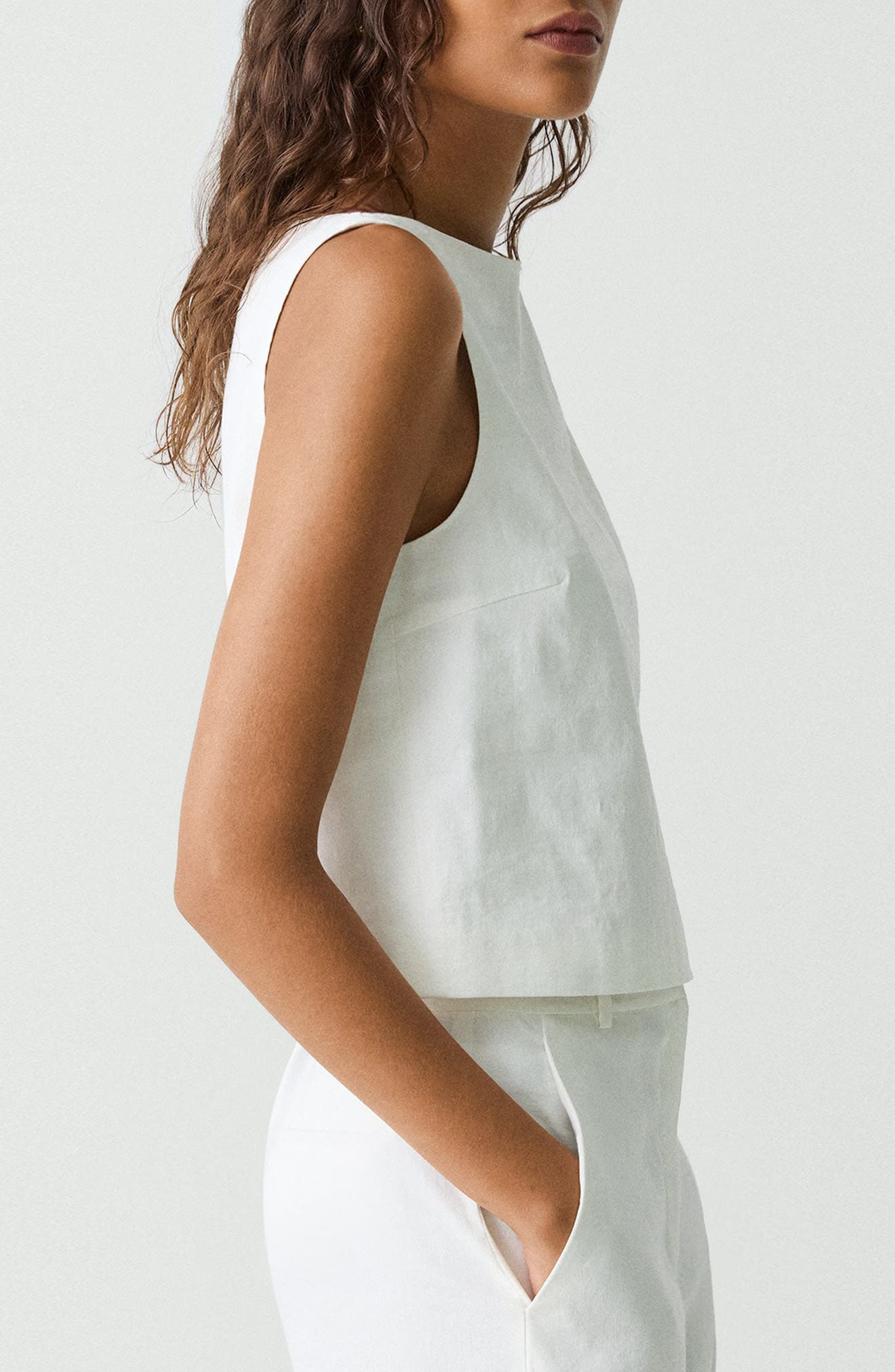 Theory Boat Neck Sleeveless Shell in White at Nordstrom - 3