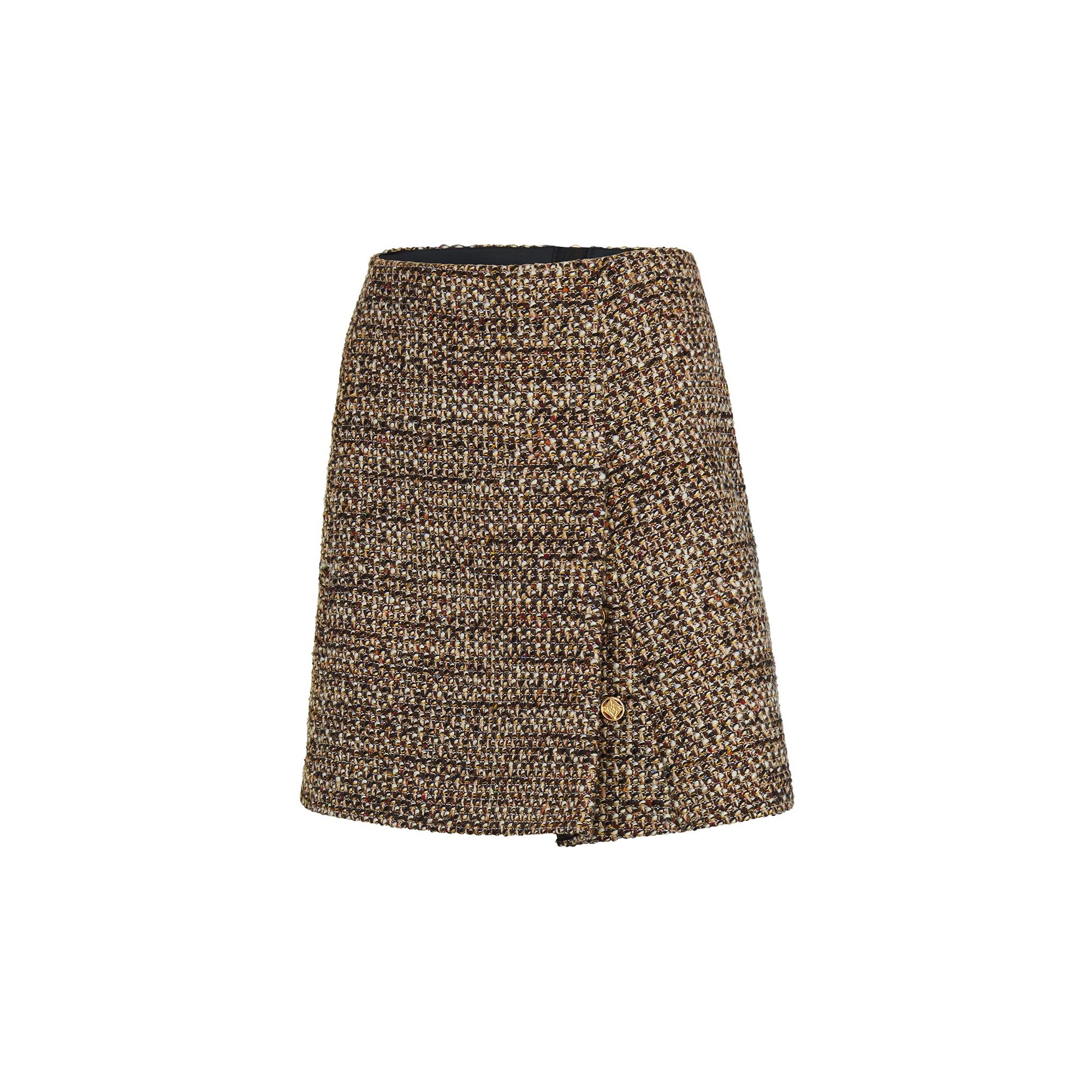 A-Line Mini-Skirt In Camel Natte Tweed - 2