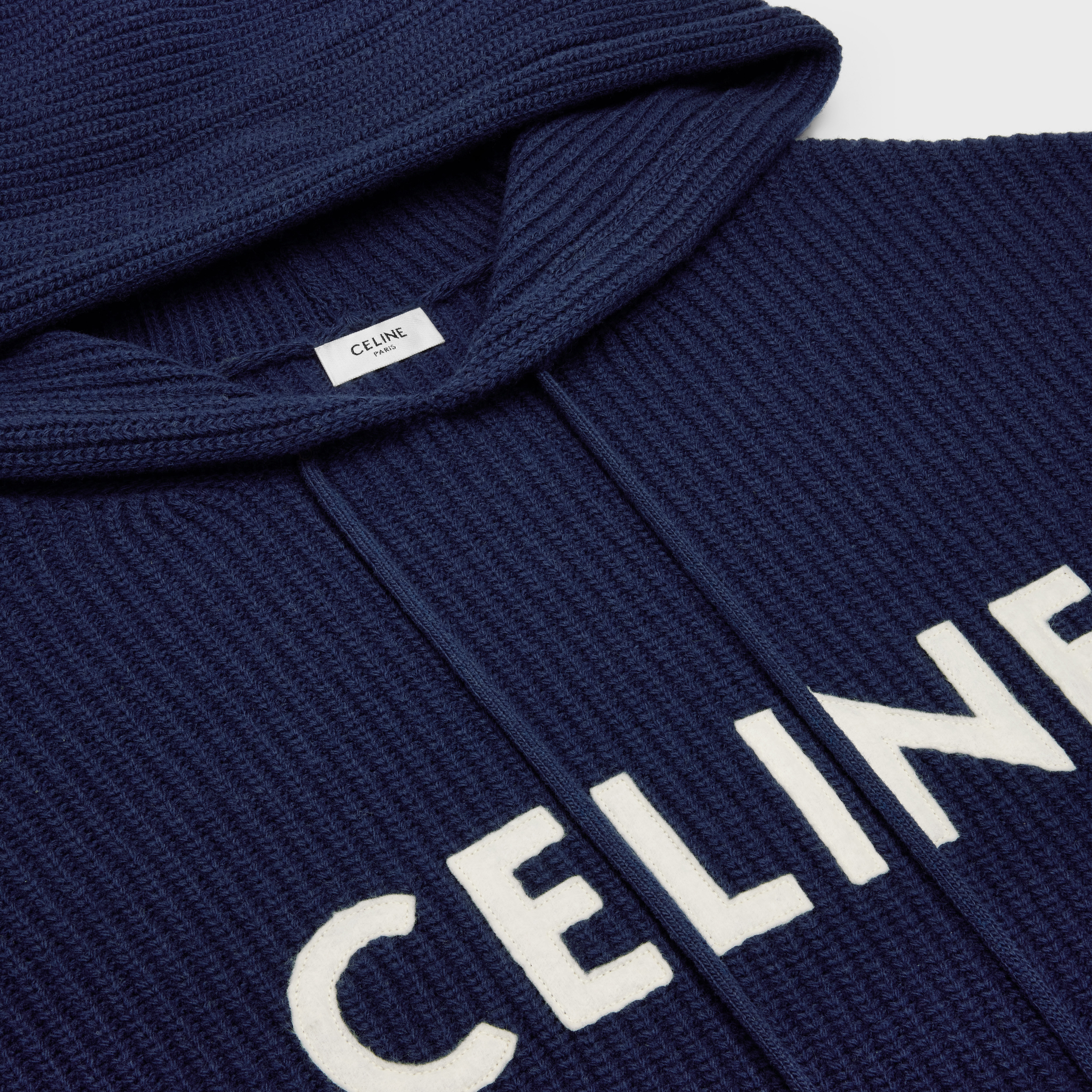 【希少】CELINE Hooded Sweater Ribbed Wool celine hooded sweater in ribbed wool - MEDIUM GREY | CELINE
