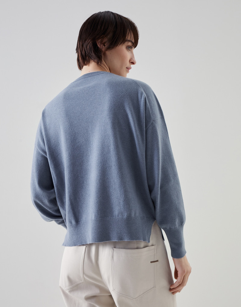 Cashmere sweater with shiny shadow pocket 2