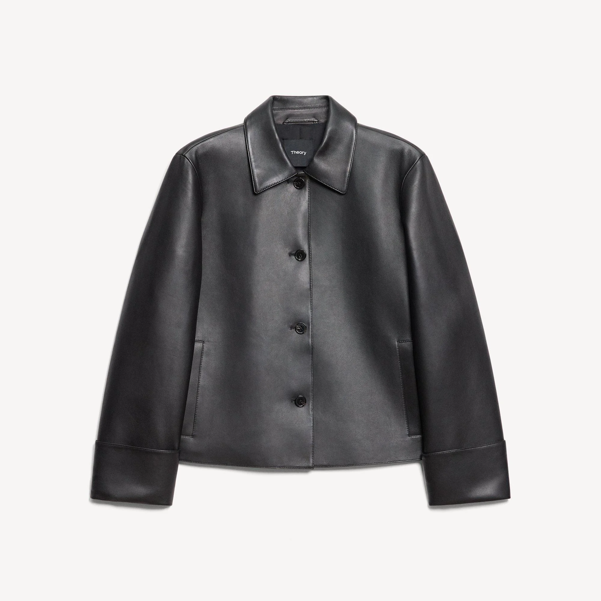 Boxy Cuff Jacket in Leather - 1