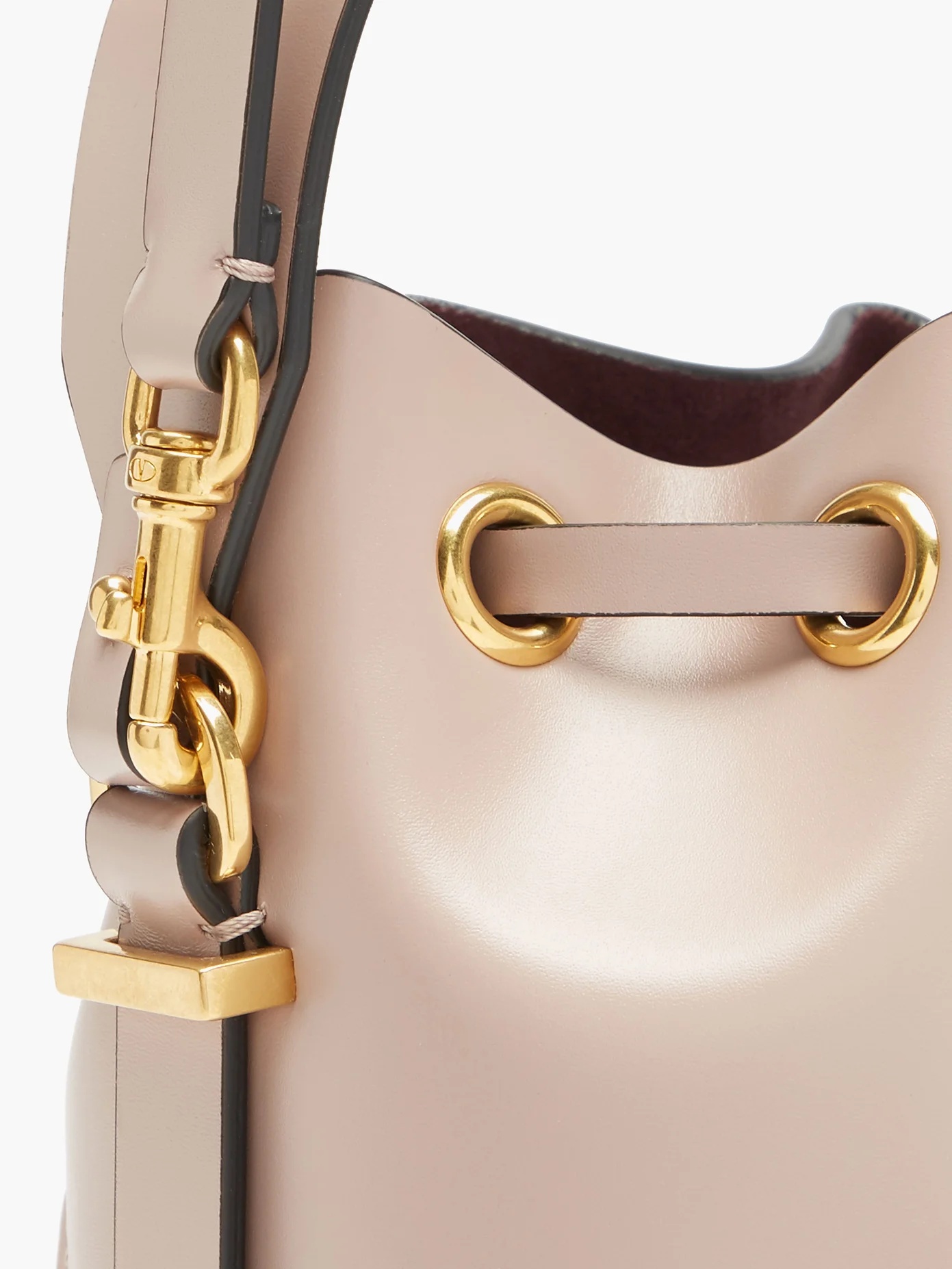 V-logo leather bucket bag - 5