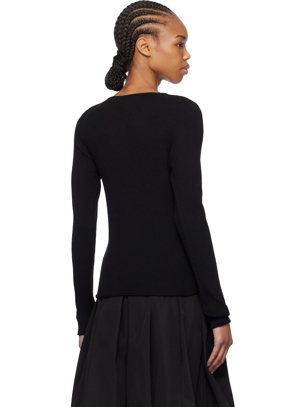 Black Buttoned Knit T-shirt - 3