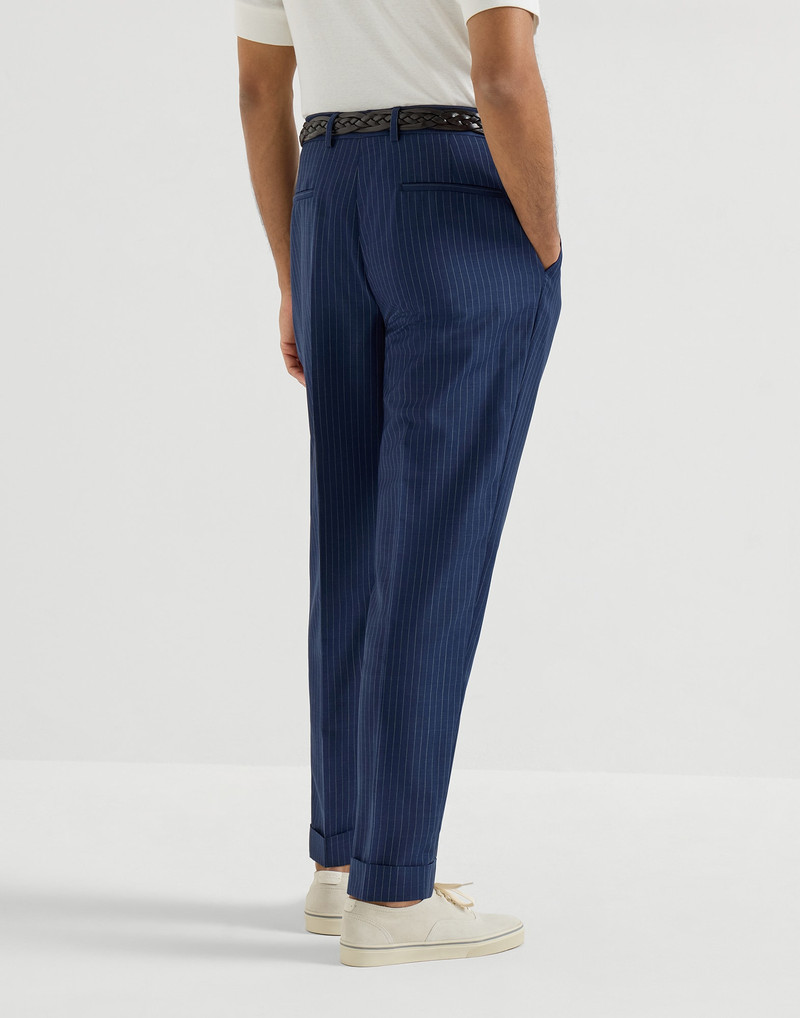 Wool and mohair pinstripe fresco trousers with pleat 3
