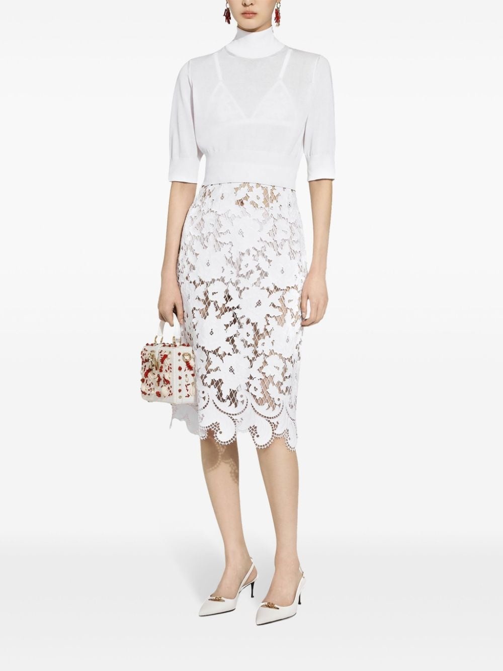 floral-embroidery open-work skirt - 2