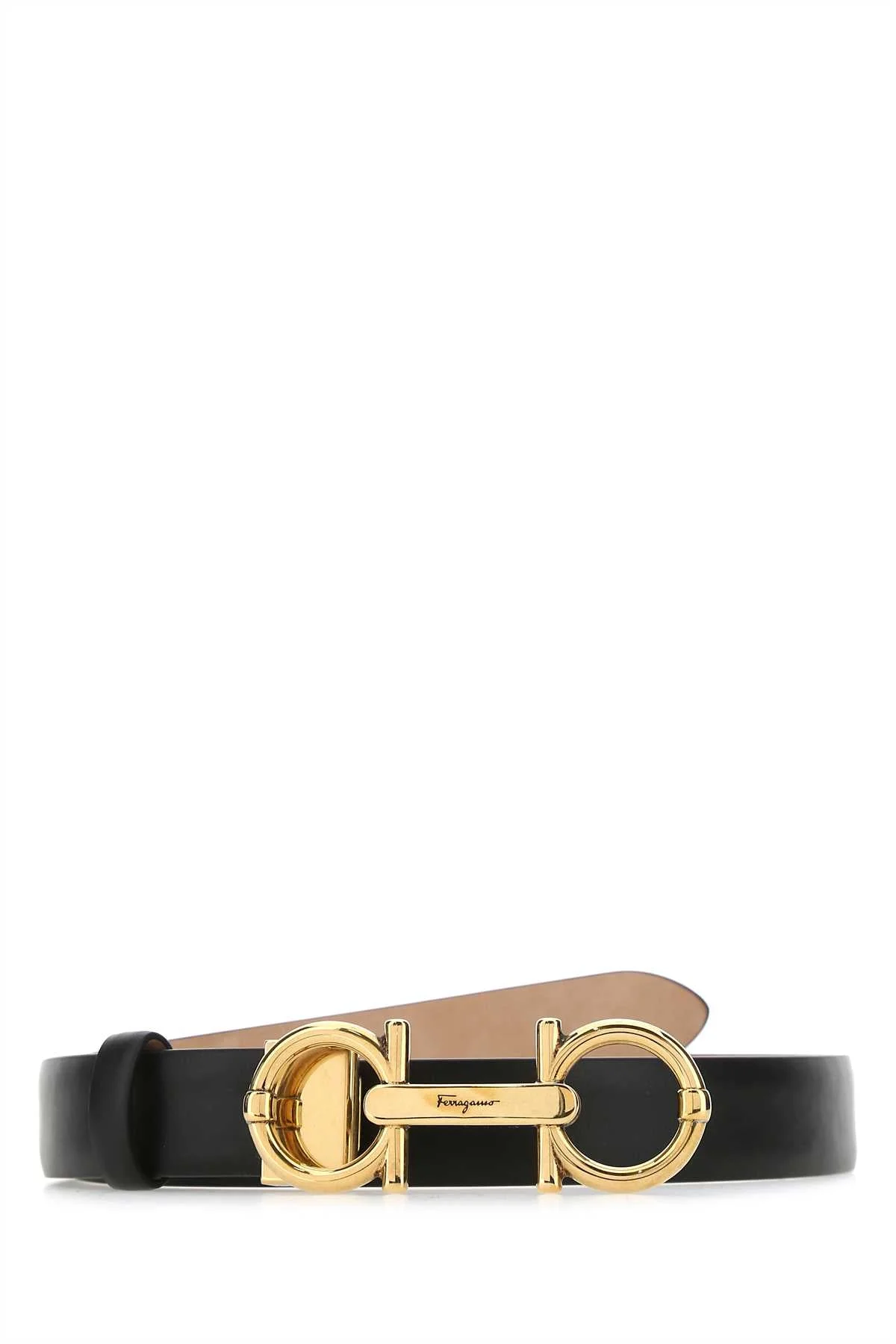 Ferragamo Antiqued Gold Hardware Belt — Black - 1
