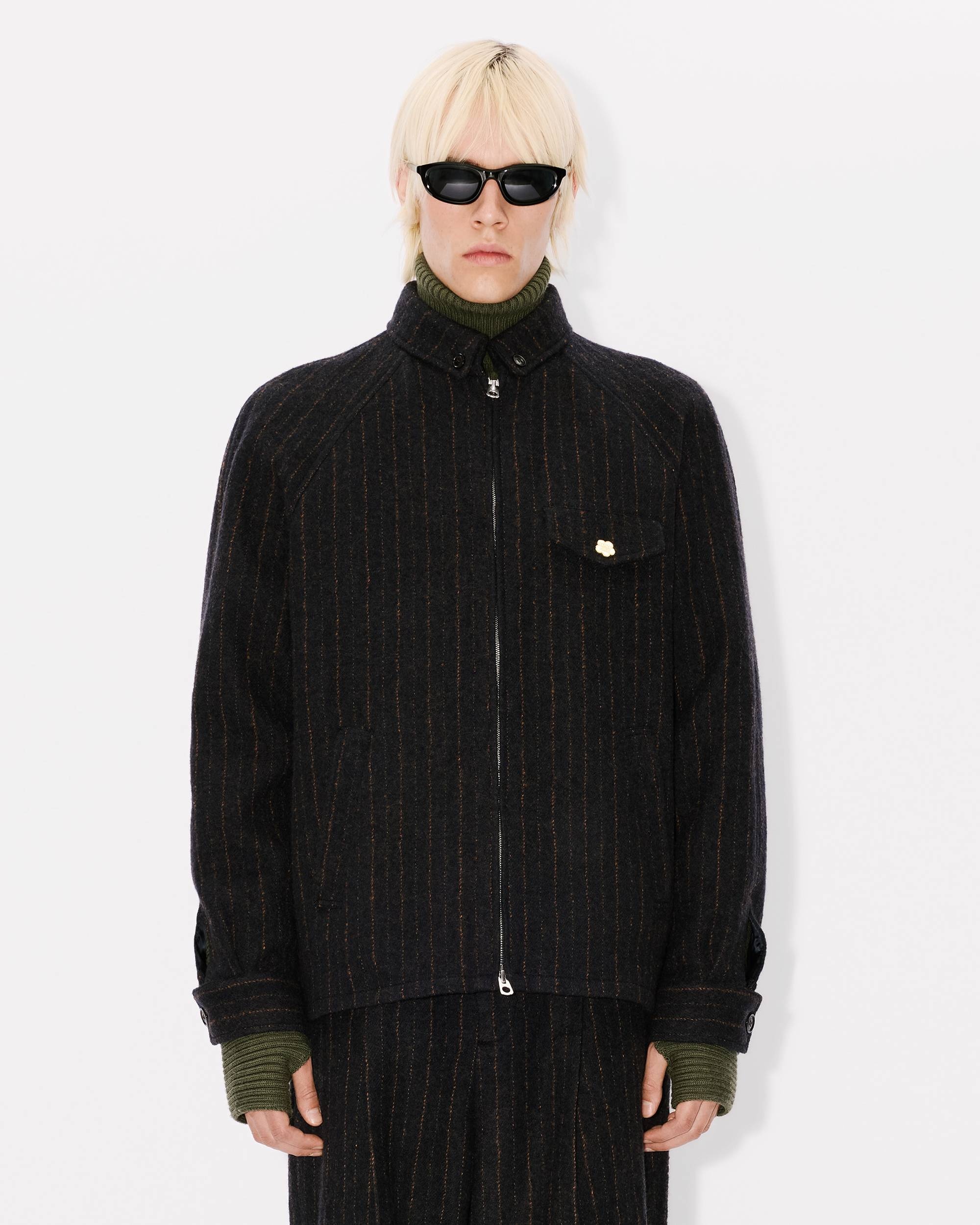 Striped wool blouson in virgin wool - 4