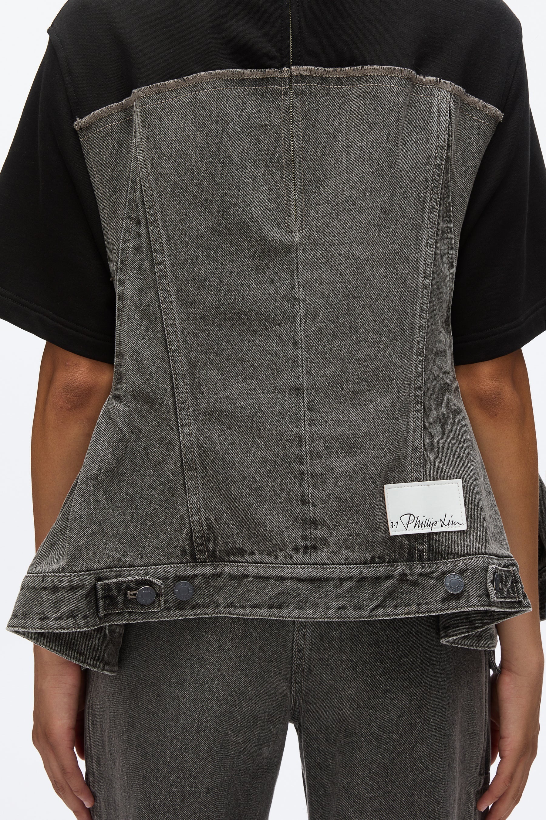 Flounce Hem Hybrid Denim Top - 8