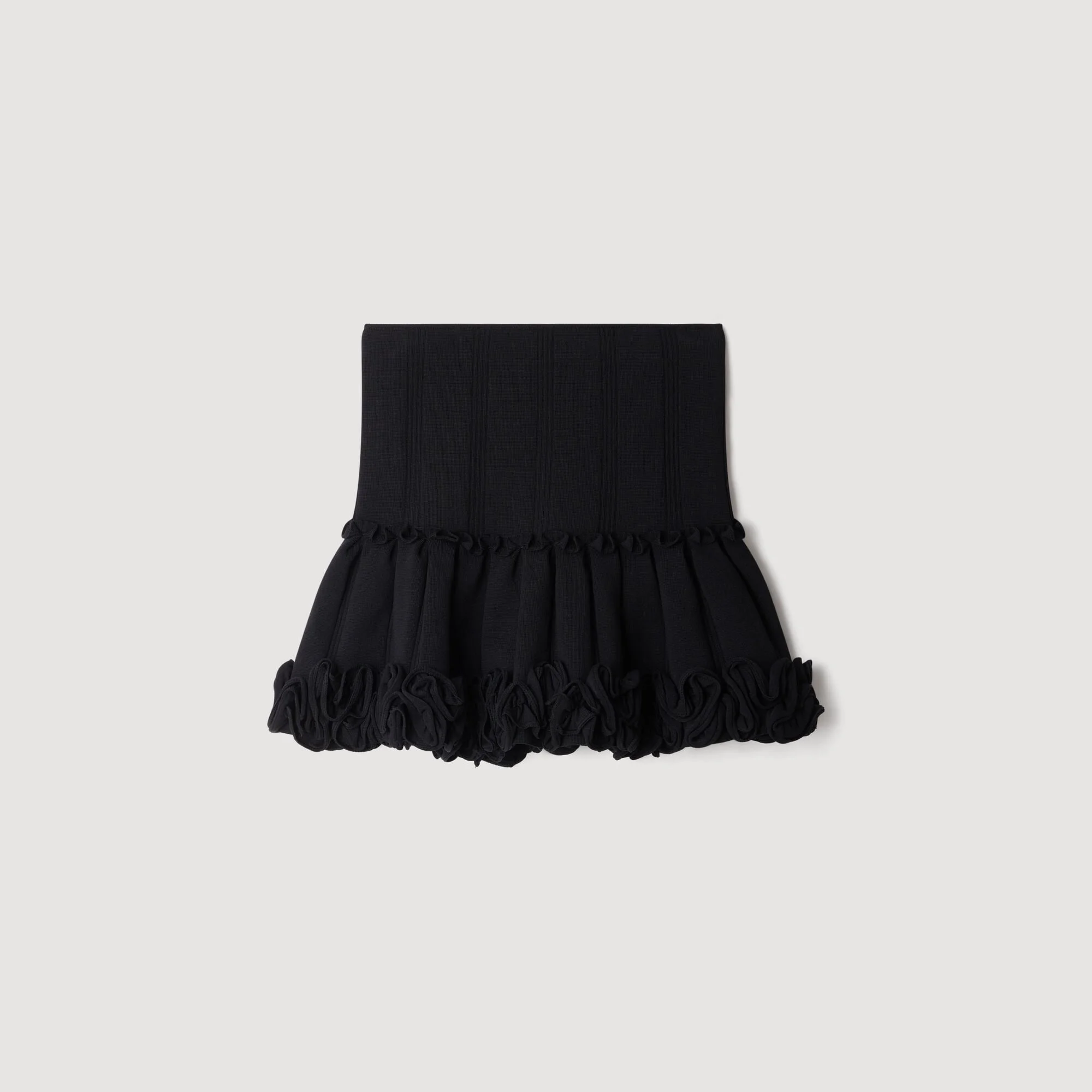 SHORT RIBBED KNIT SKIRT - 1