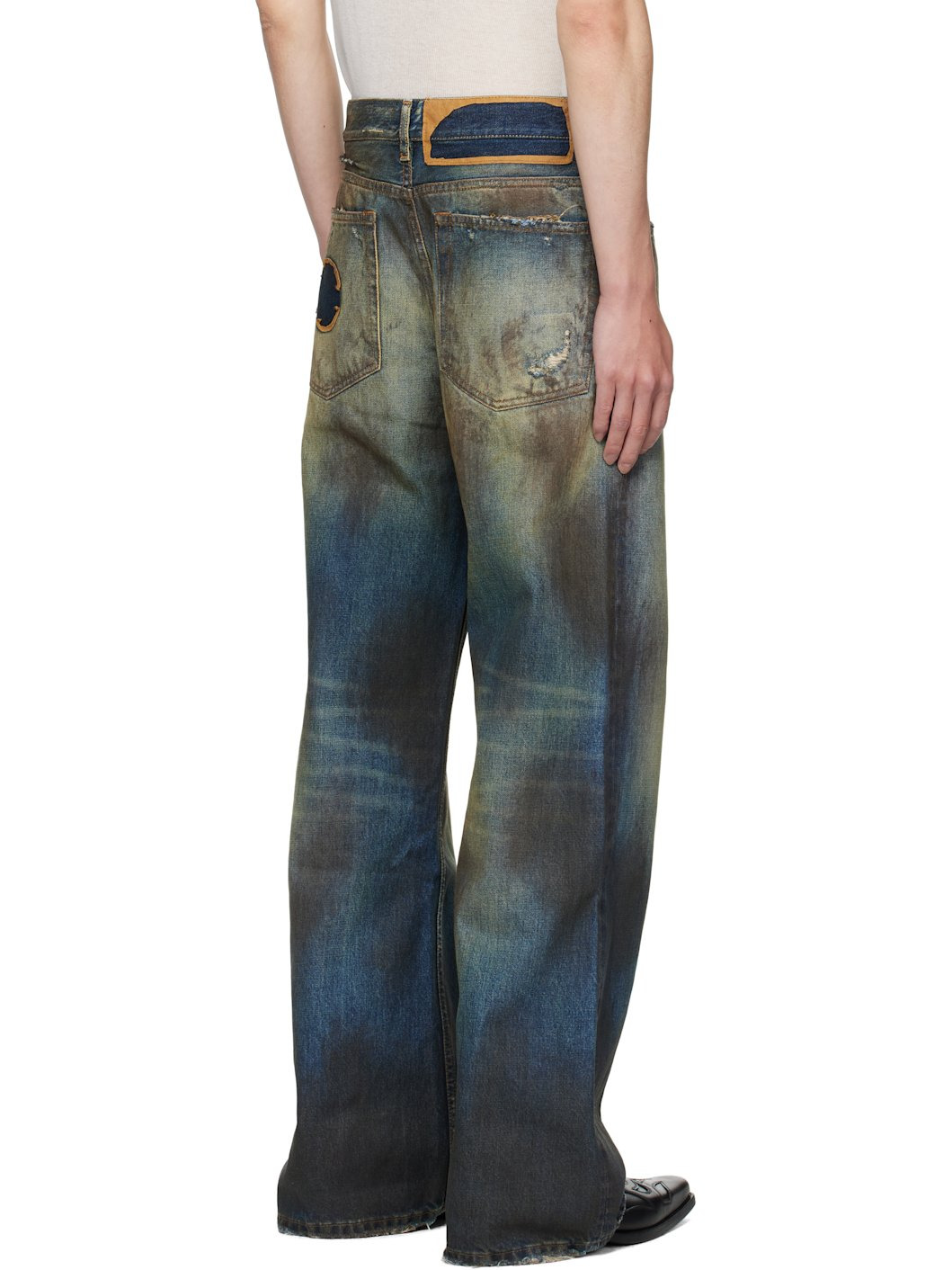 Blue Dirtied Bootcut Jeans - 3