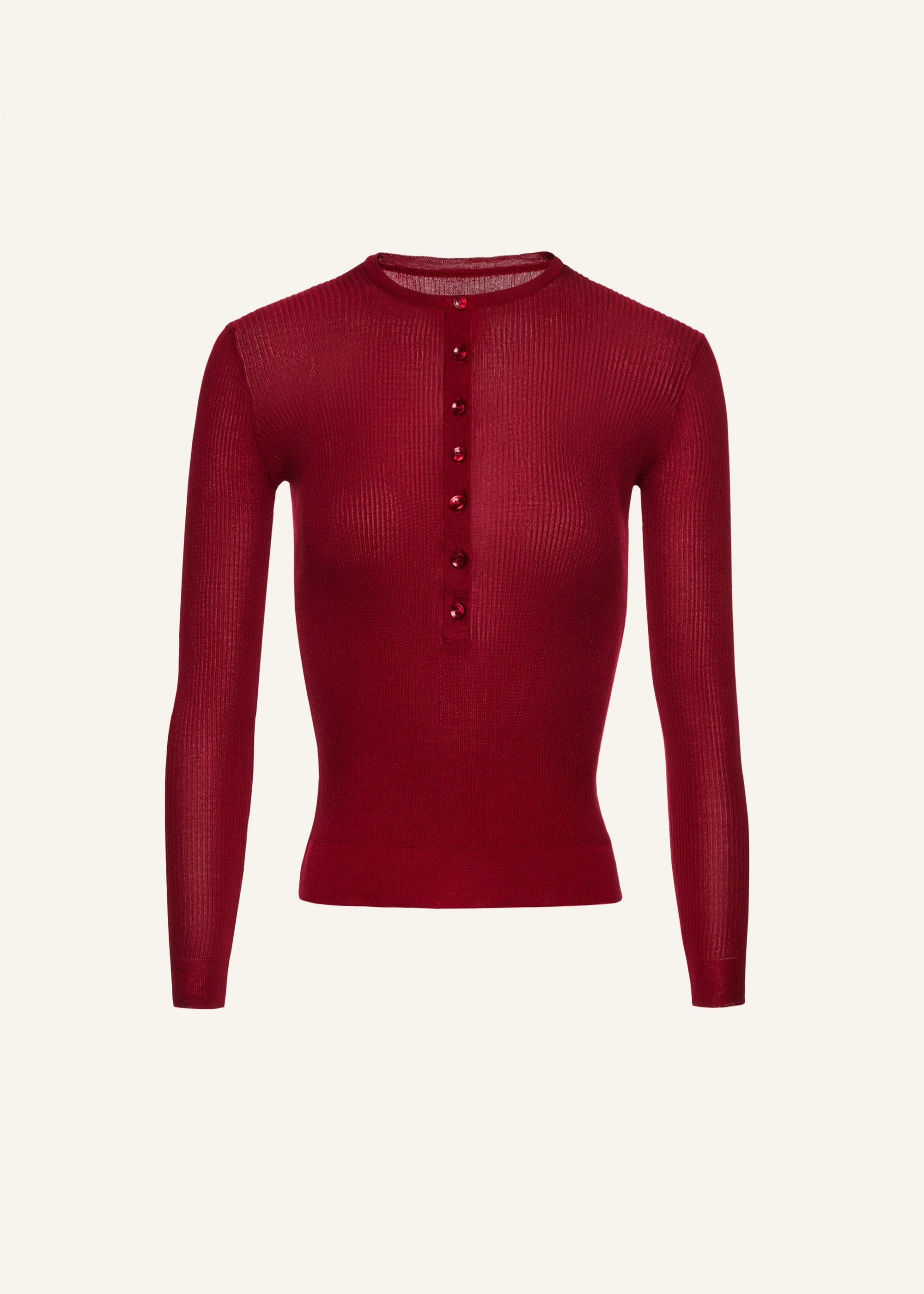 Knitwear henley top in bordeaux - 1