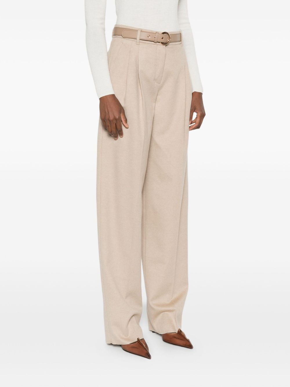 pleated belted trousers - 3