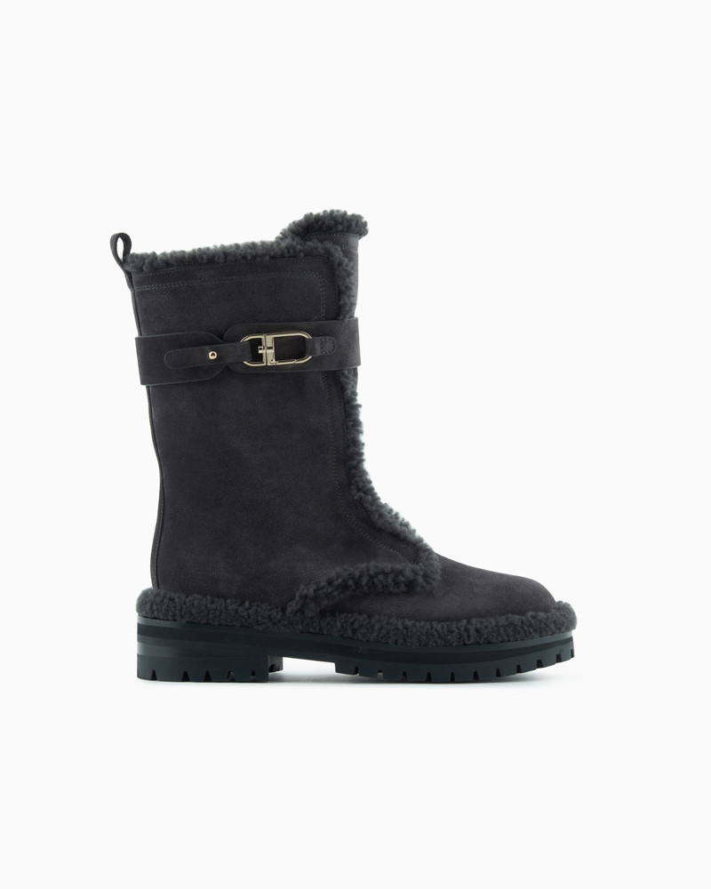 GIORGIO ARMANI NEVE SUEDE AND SHEARLING SHEEPSKIN ANKLE BOOTS 1
