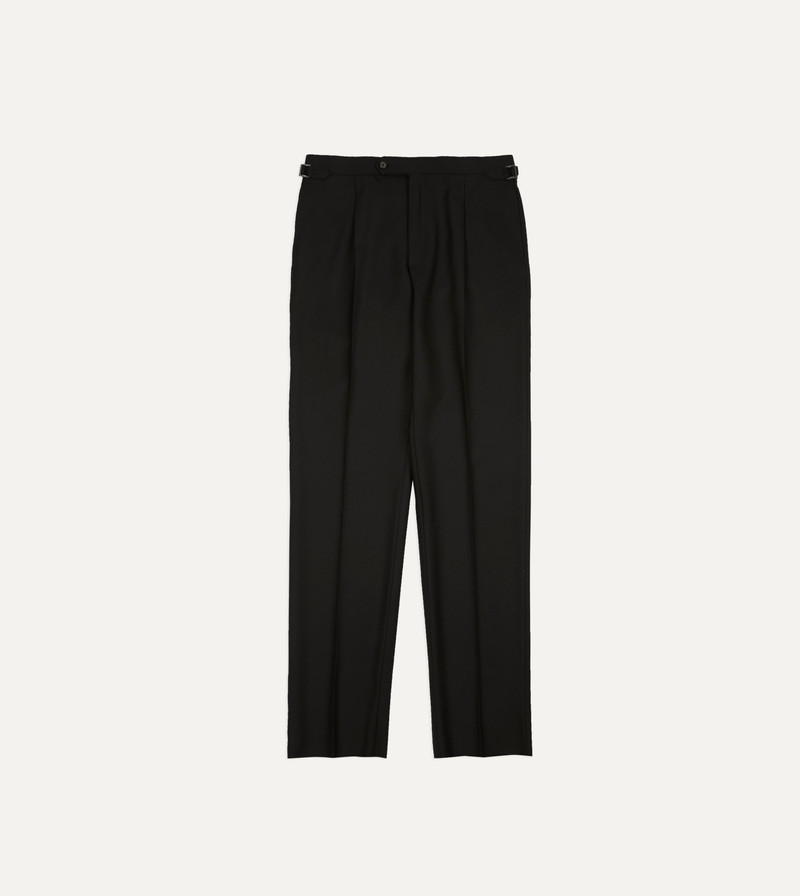 Black Fresco® Wool Single-Pleat Trouser - 1