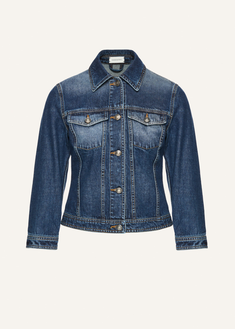 Fitted denim jacket in dark blue 1