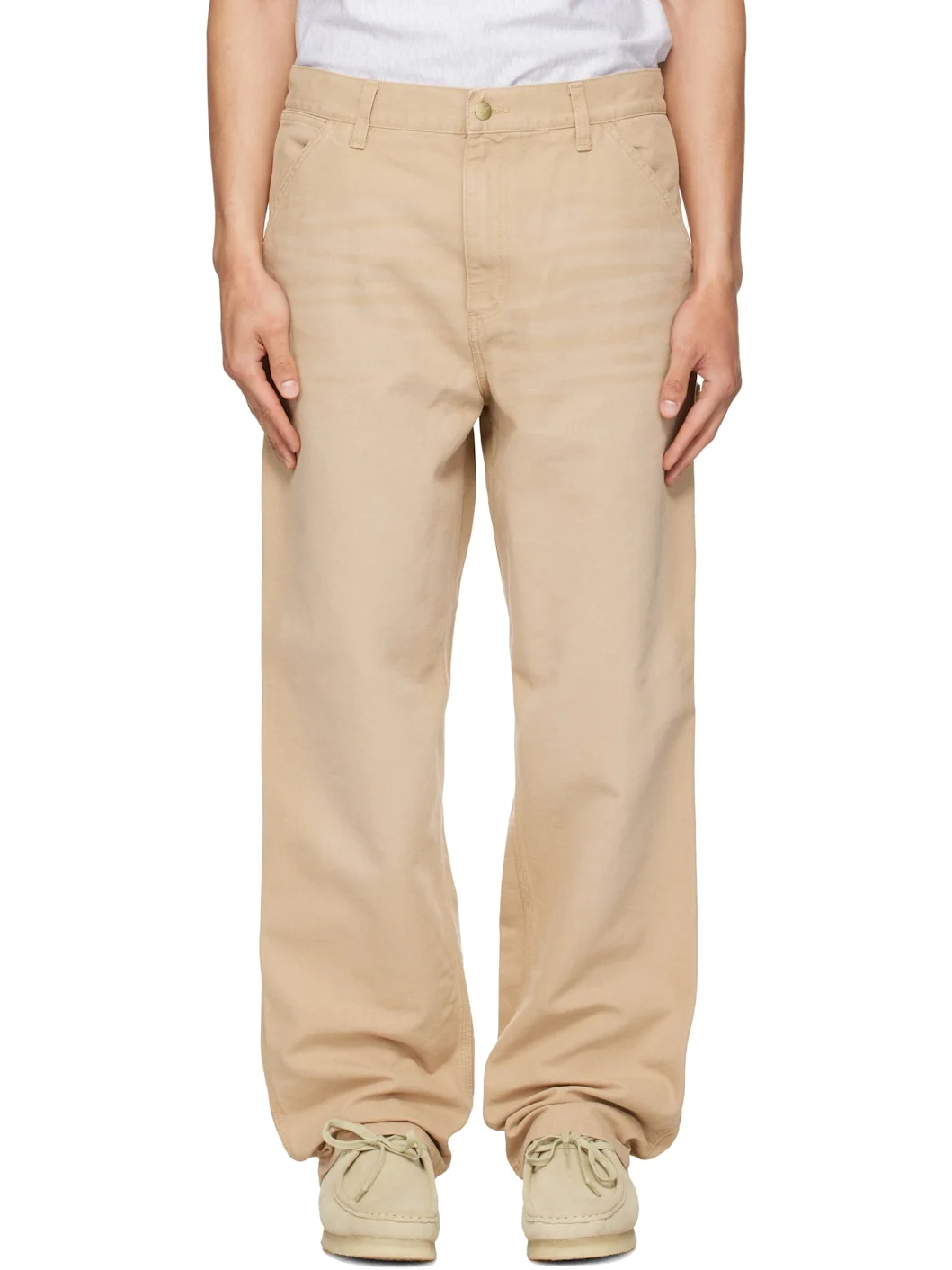 Beige Single Knee Trousers - 1