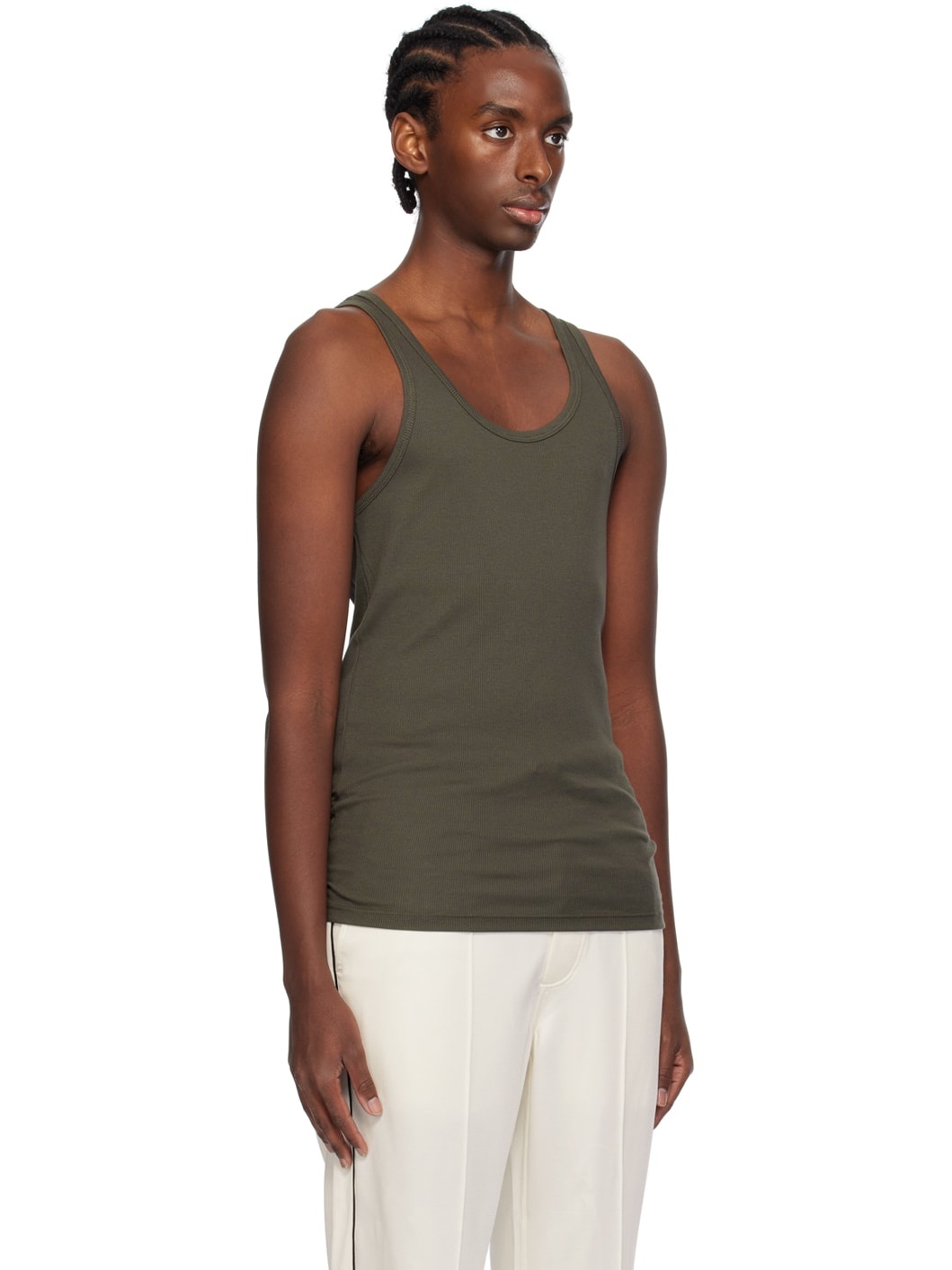 Khaki Ribbed Tank Top - 2