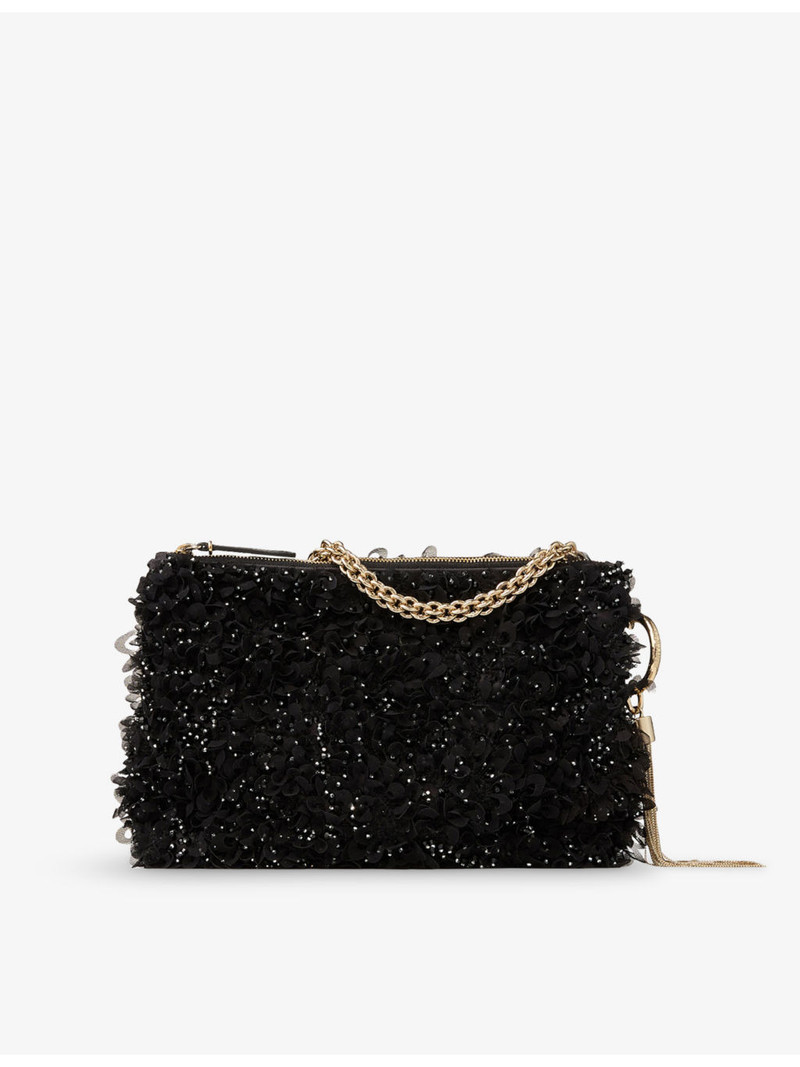 Callie Petal-Embroidered Satin Clutch Bag 3