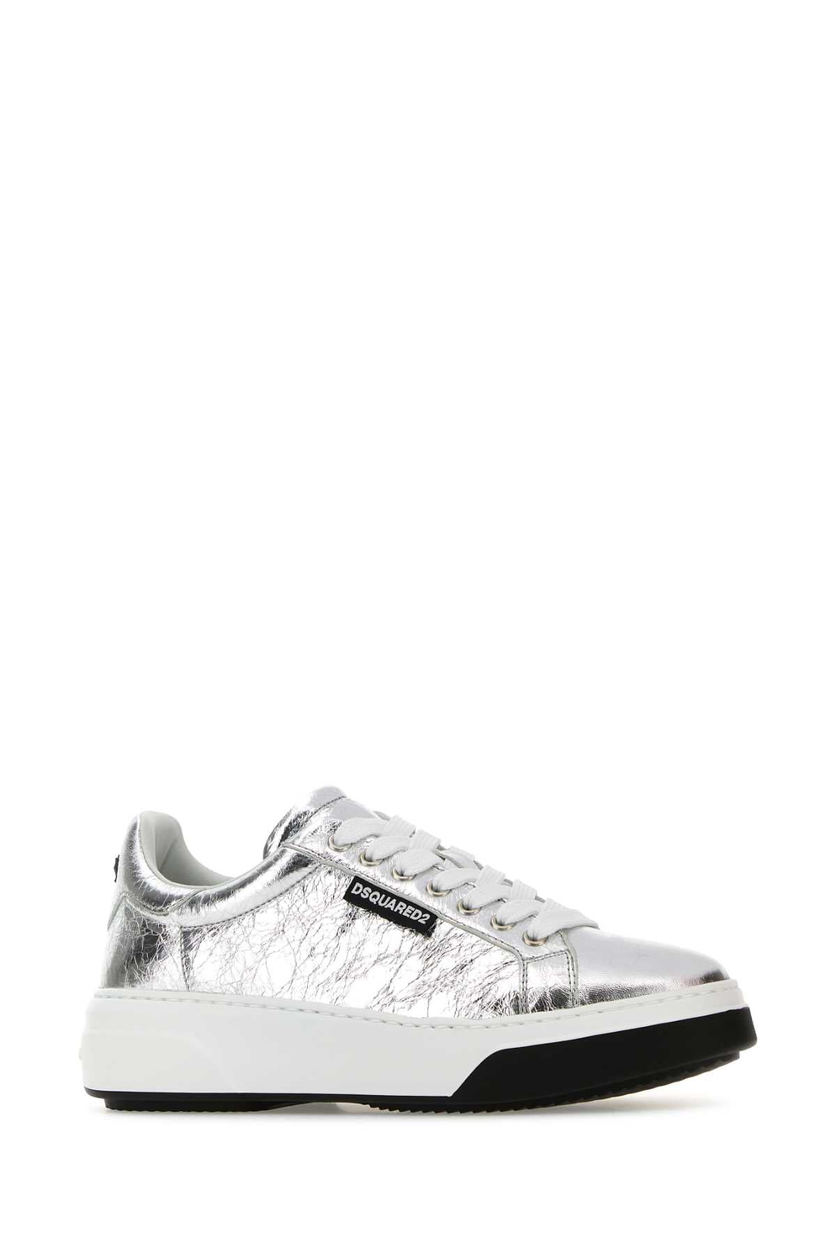 Dsquared Women Silver Leather Bumper Sneakers - 2