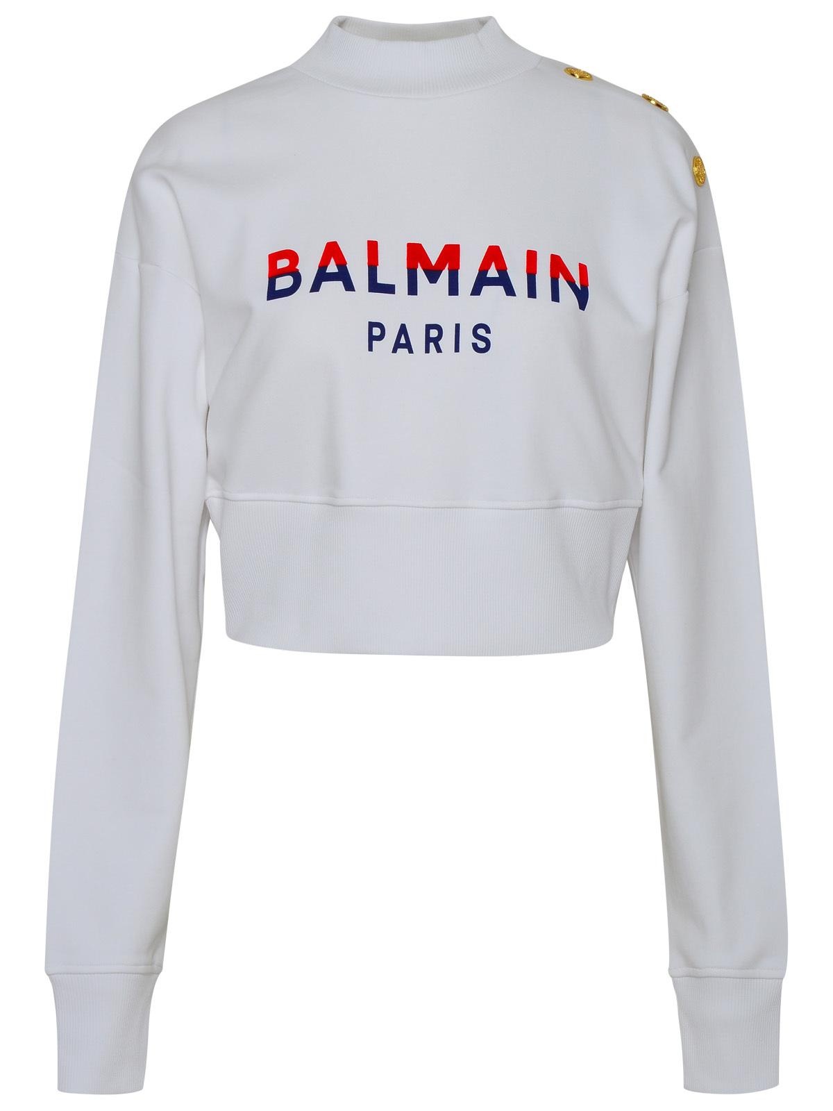 Balmain White Cotton Sweatshirt - 1