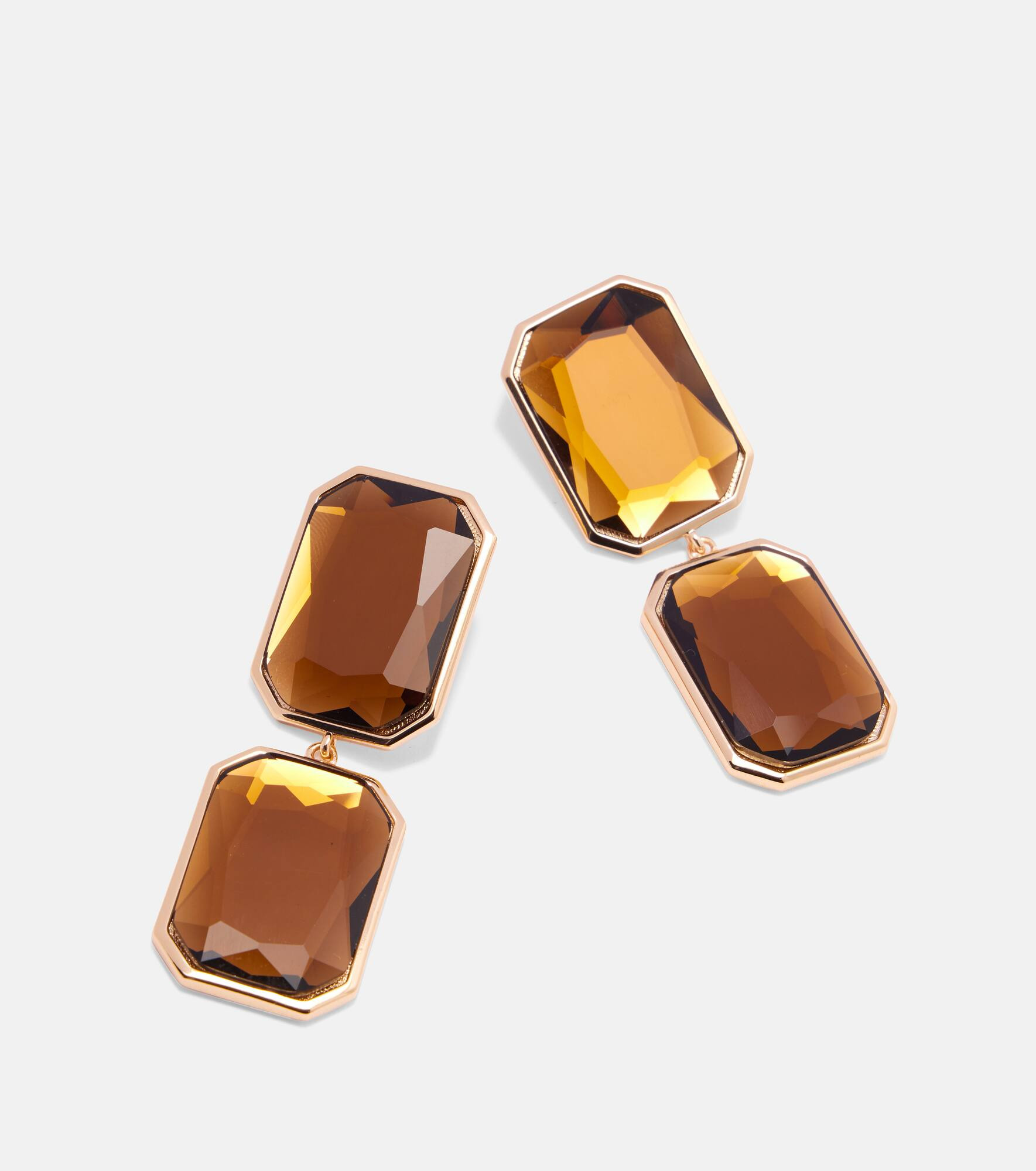 Amber gold-plated drop earrings - 4