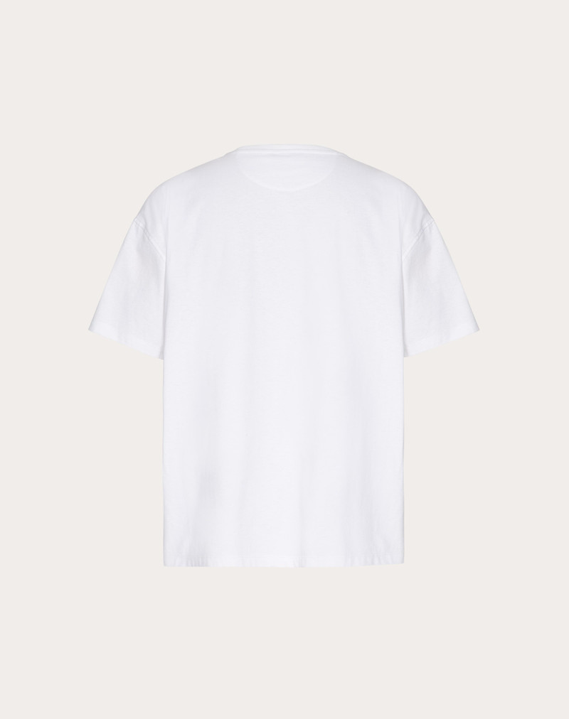 Valentino CREW NECK COTTON T-SHIRT WITH LEATHER POCKET outlook