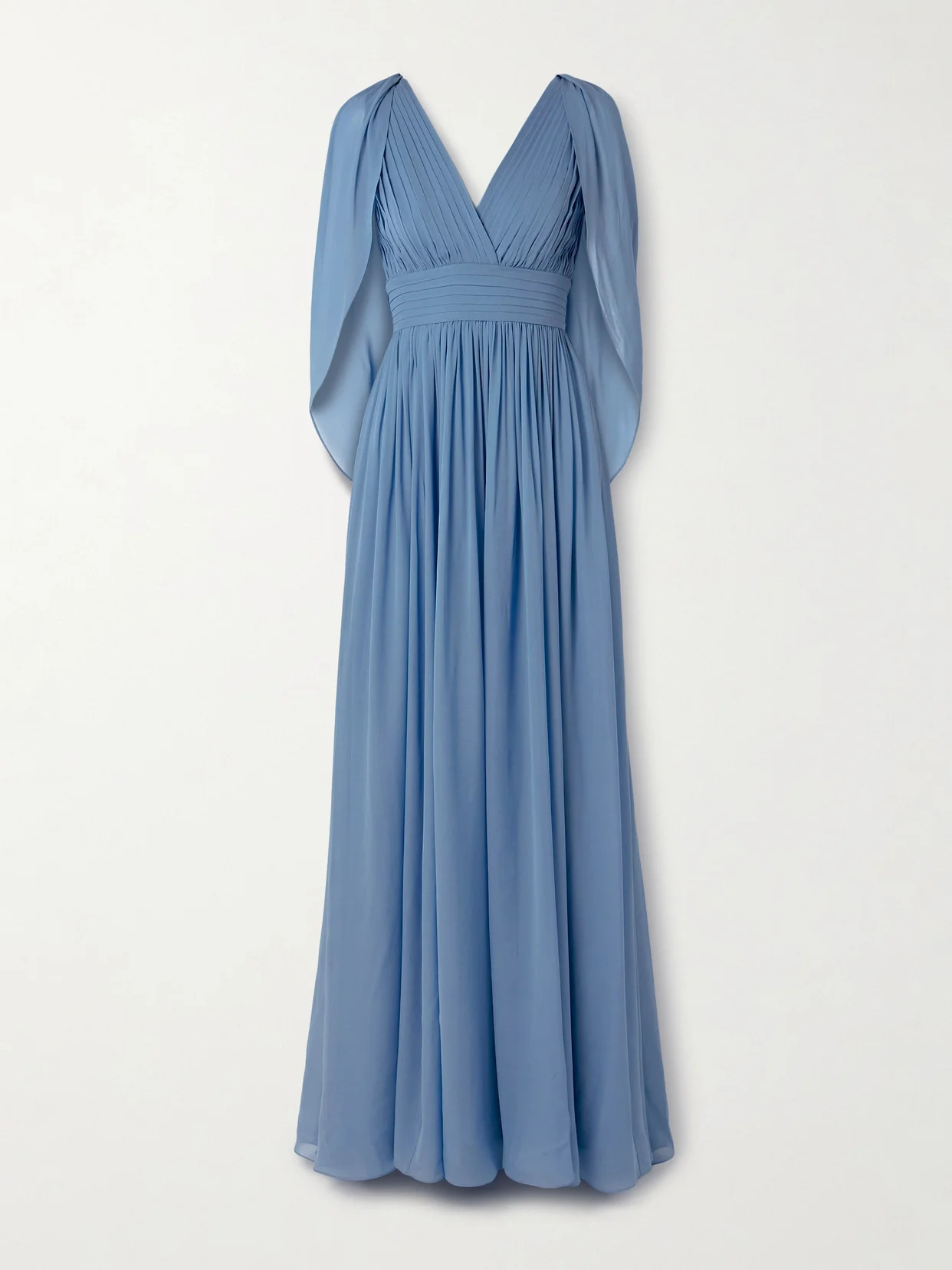 Cape-effect Pleated Silk-georgette Gown - 1