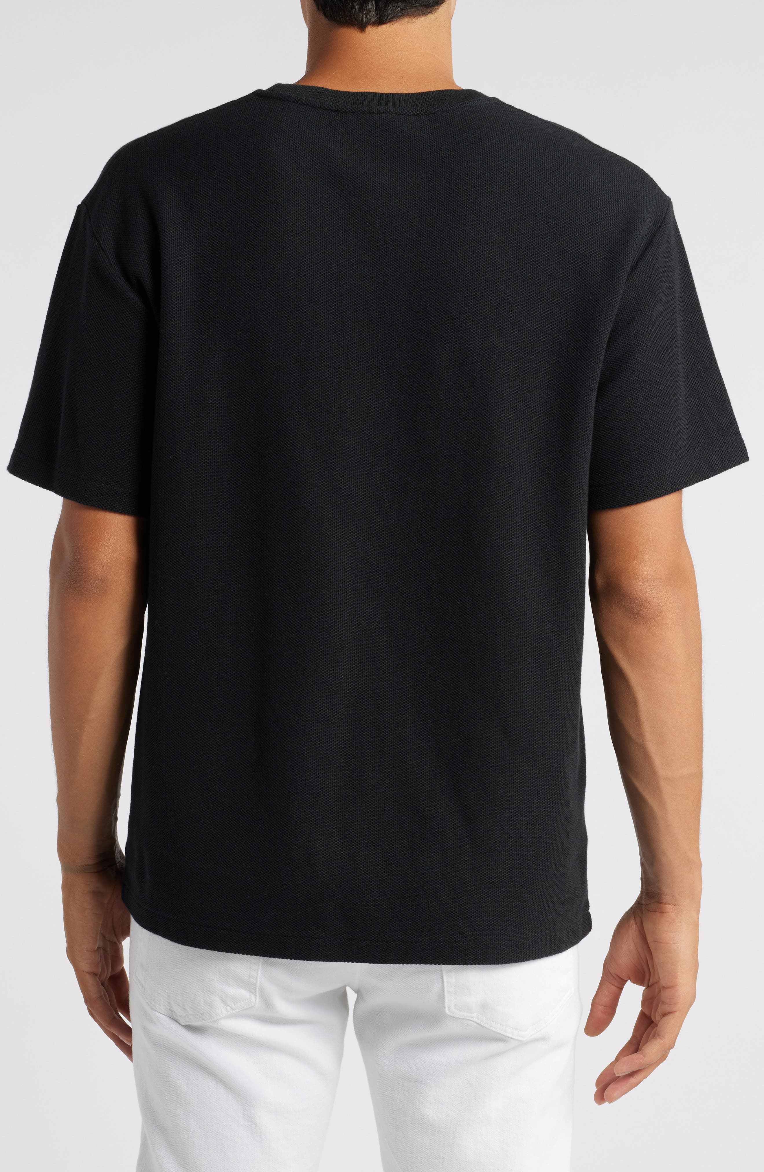 FRAME Solid Jacquard Cotton T-Shirt in Black at Nordstrom - 2