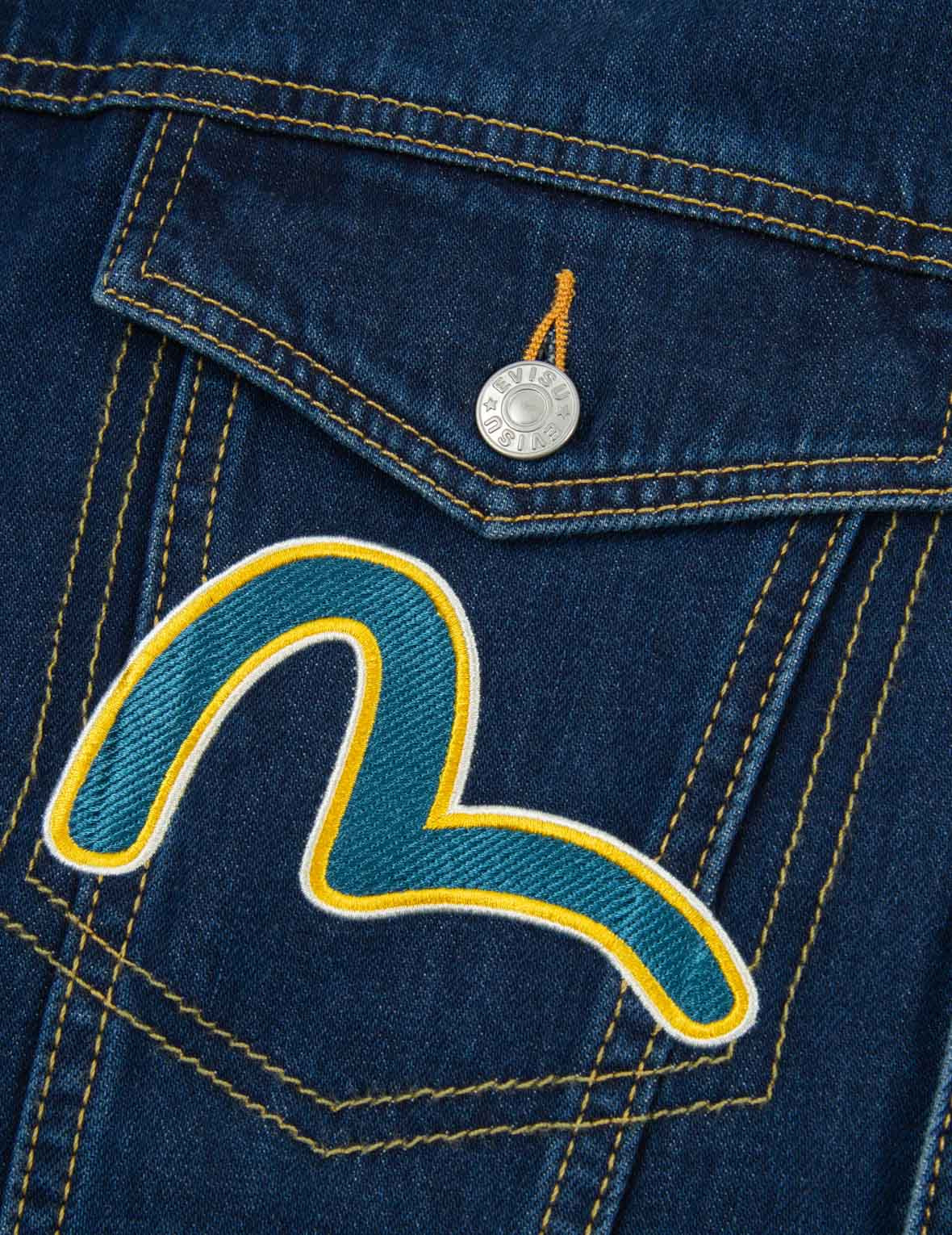 DARUMA LEATHER PATCH DENIM JACKET - 8