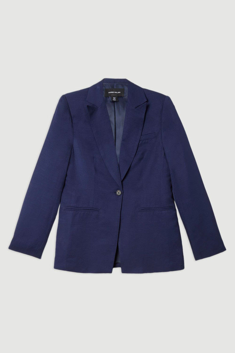 Tailored Viscose Linen Single Breasted Blazer Jacket 4
