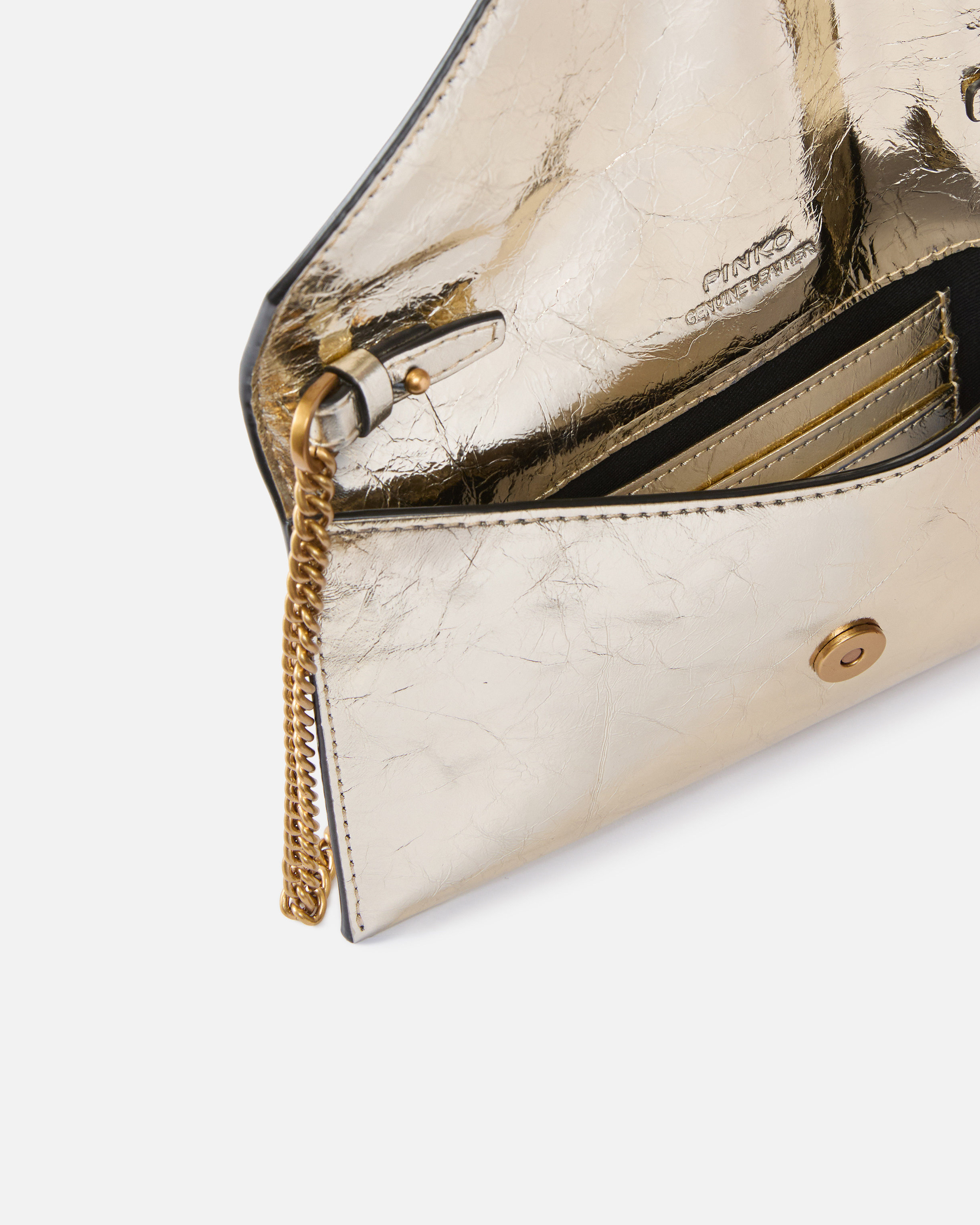 METALLIC LEATHER POUCH WITH LOVE BIRDS LOGO - 4