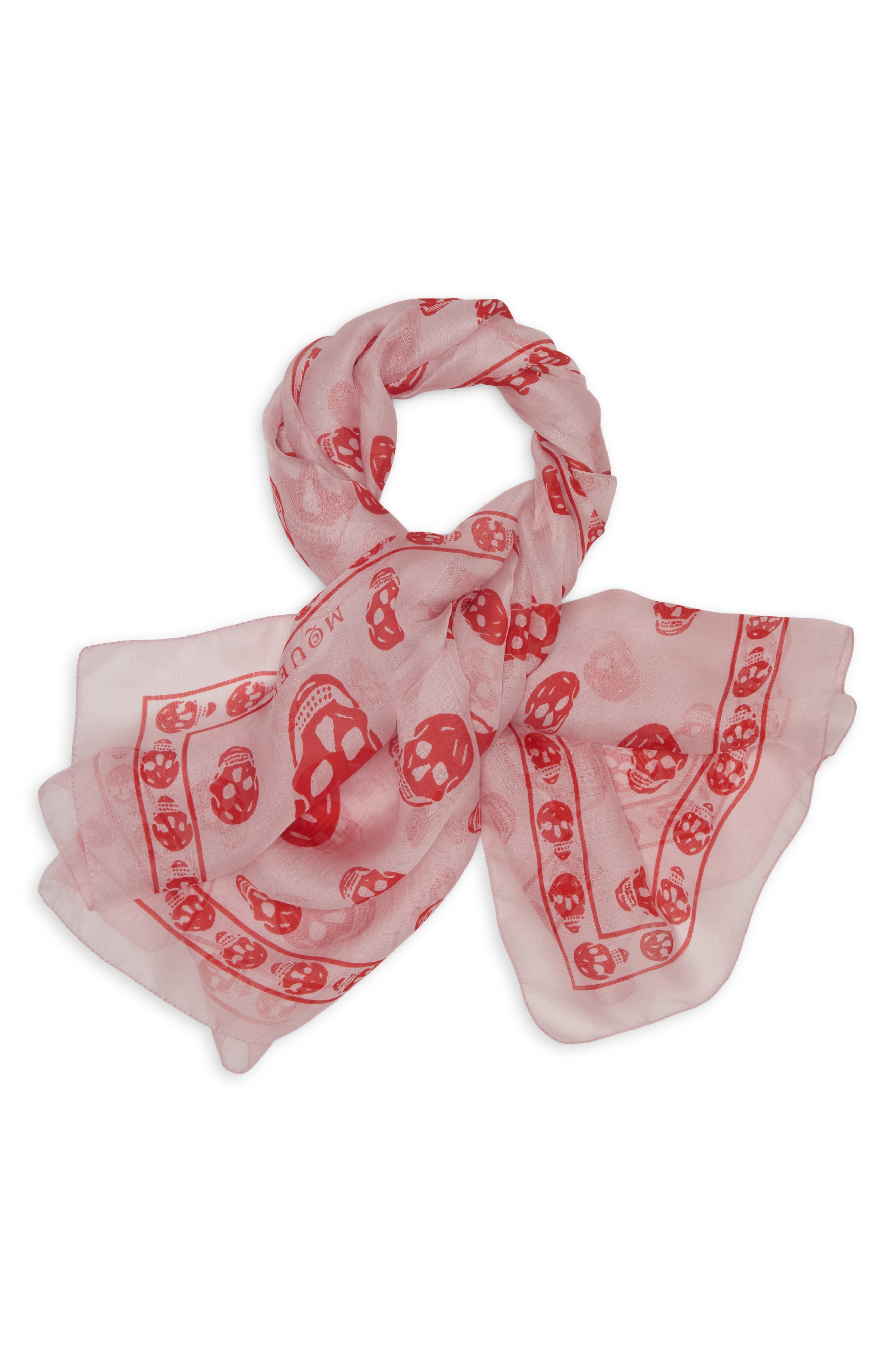 McQueen Skull Print Silk Scarf in Rose/Red at Nordstrom - 2