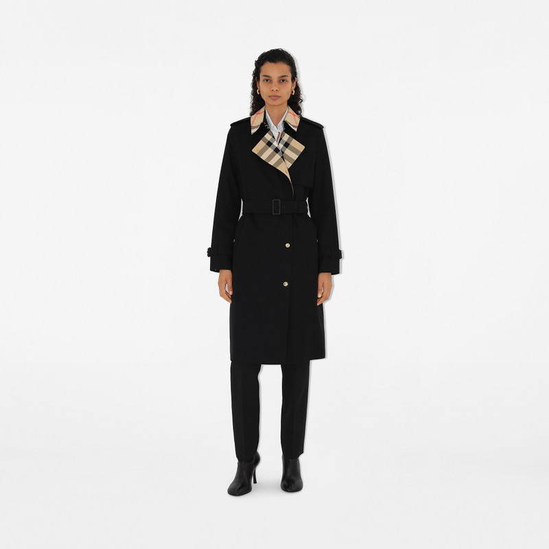 Burberry Long Check Collar Gabardine Trench Coat outlook