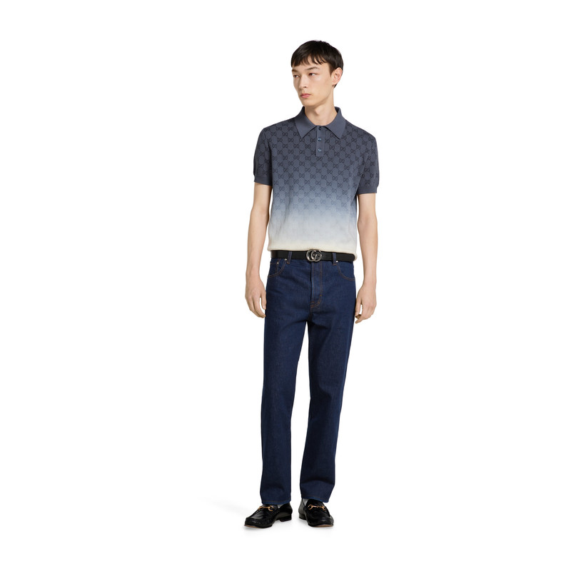 GUCCI GG cotton knit jacquard polo shirt outlook